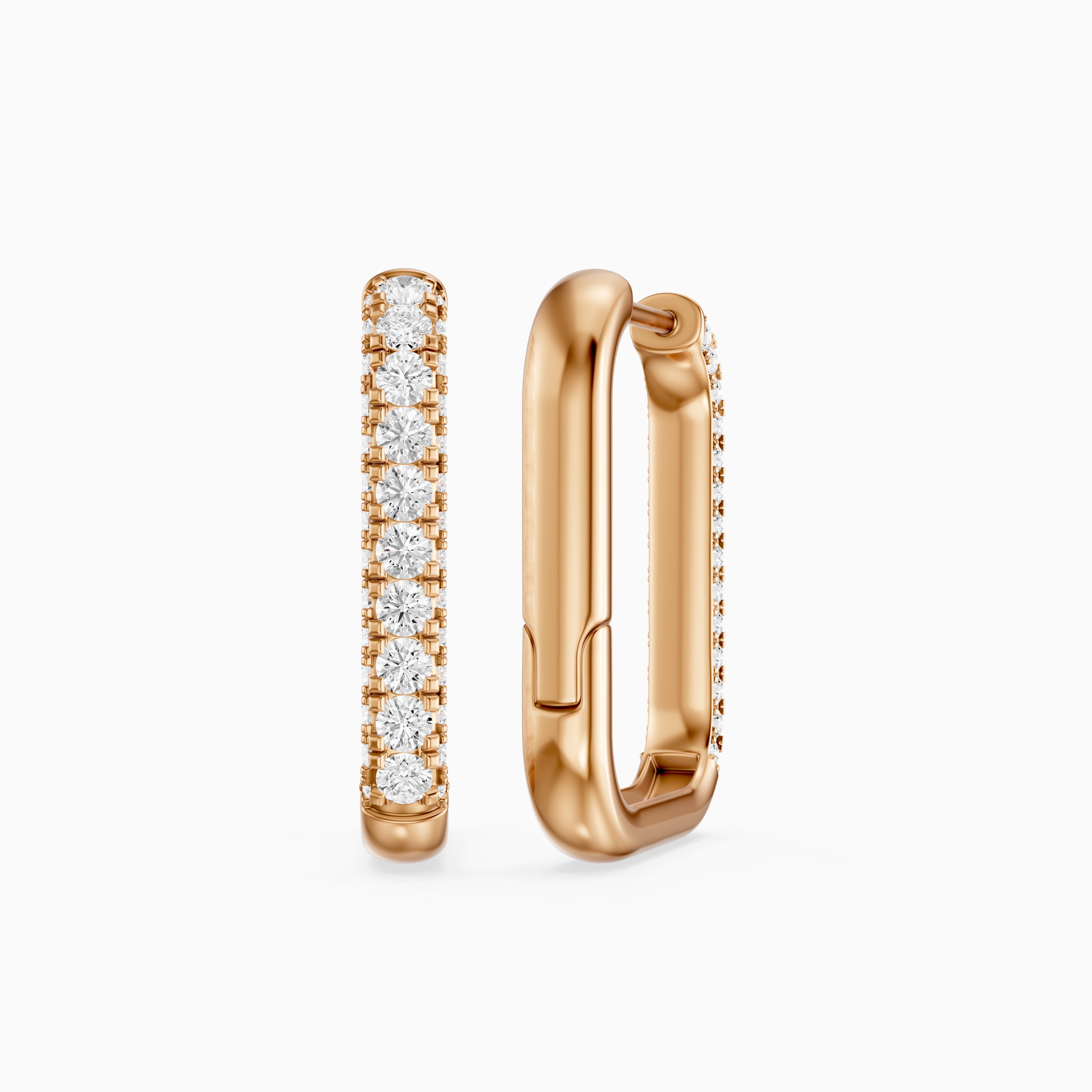 Simone Round Lab Grown Diamond Pave Rectangular Huggie Earrings