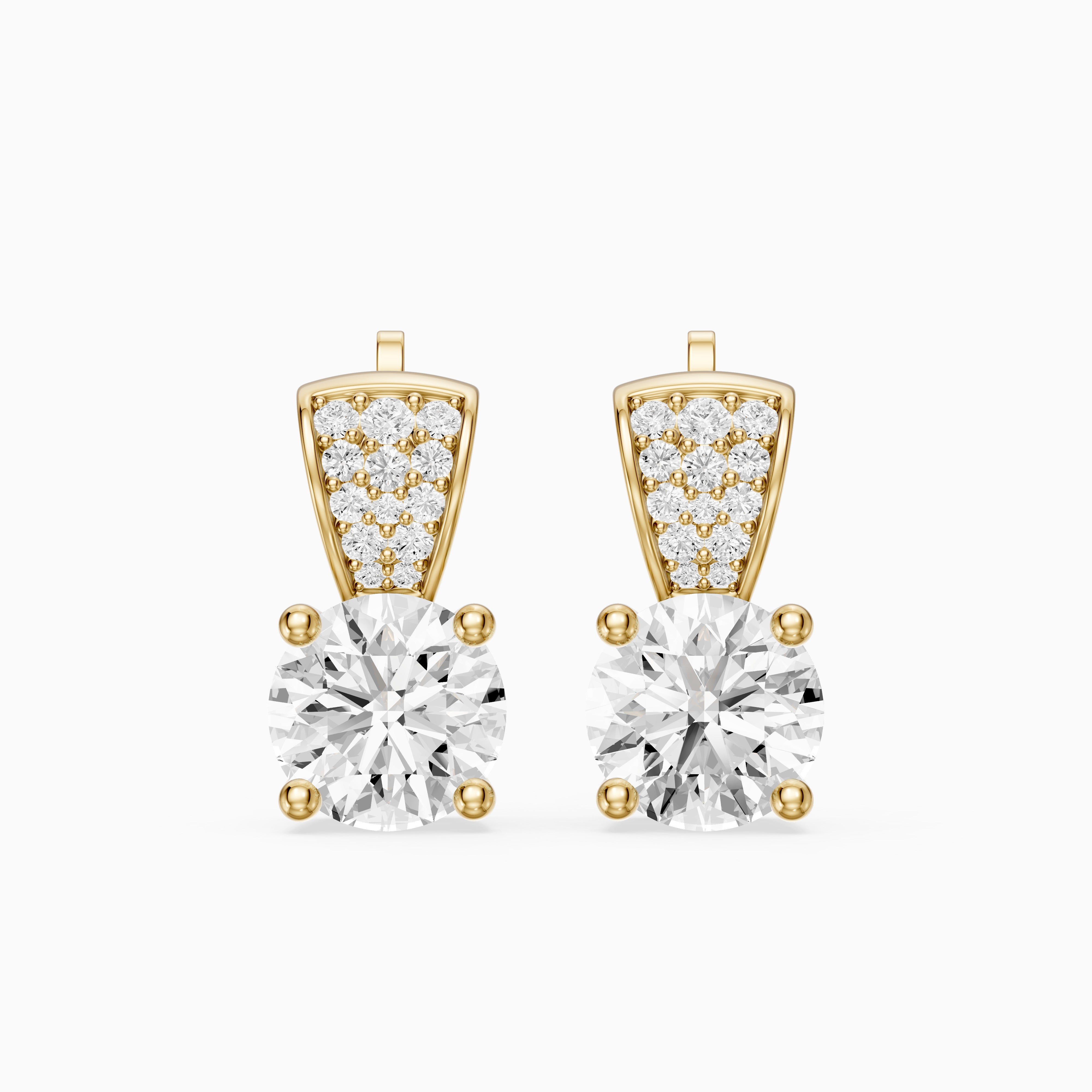 Candela Round Cut Lab Grown Diamond Pave Accent Stud Earrings
