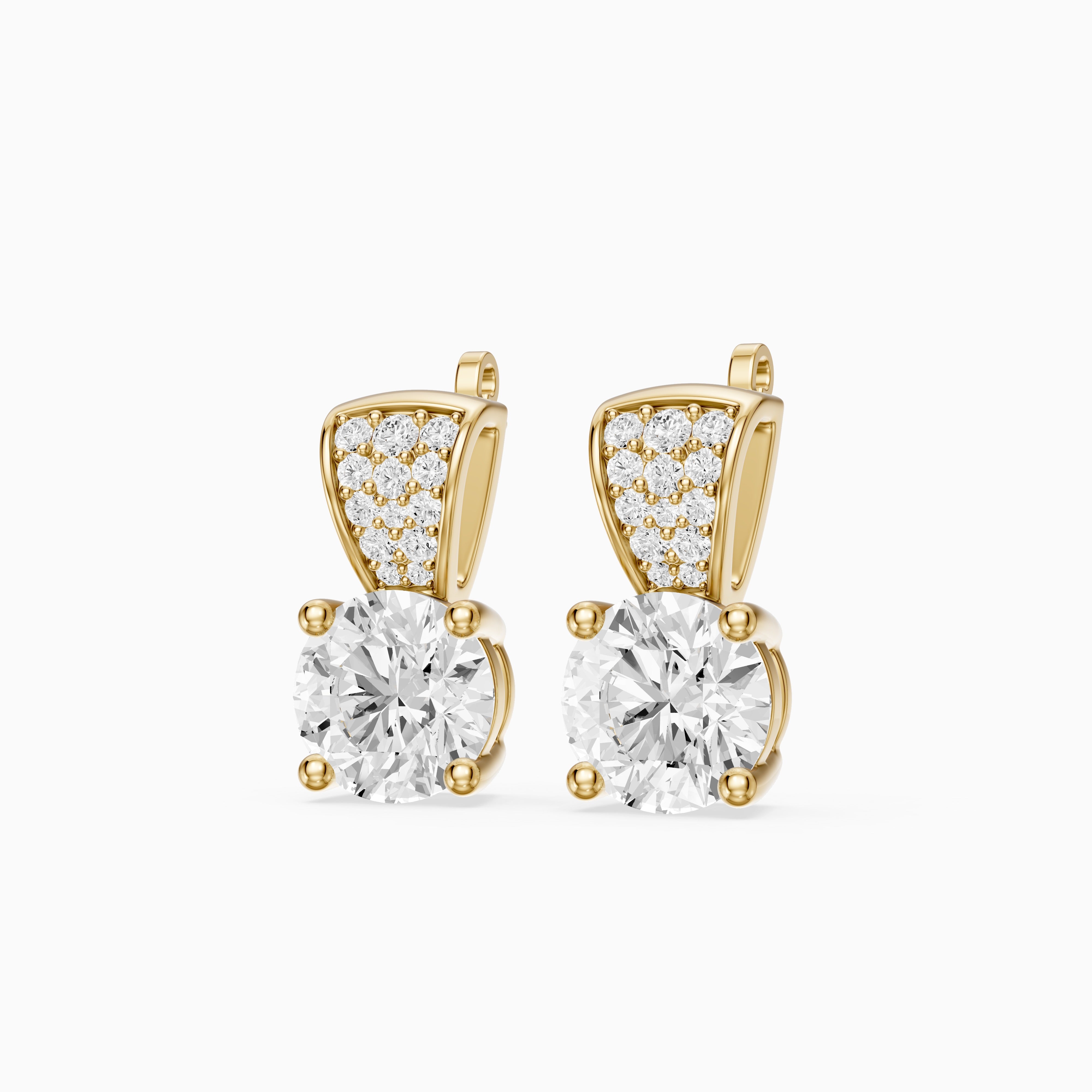 Candela Round Cut Lab Grown Diamond Pave Accent Stud Earrings