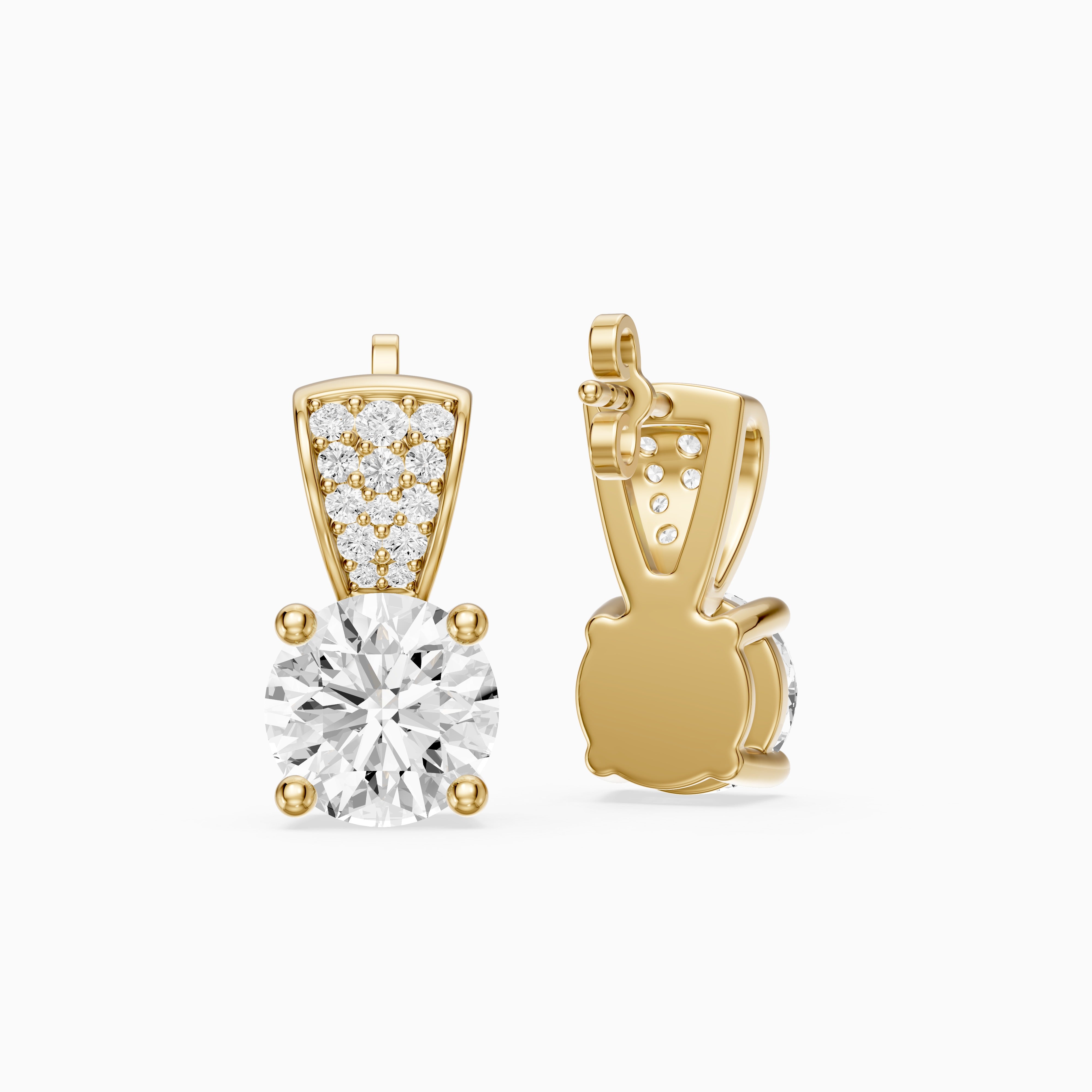 Candela Round Cut Lab Grown Diamond Pave Accent Stud Earrings