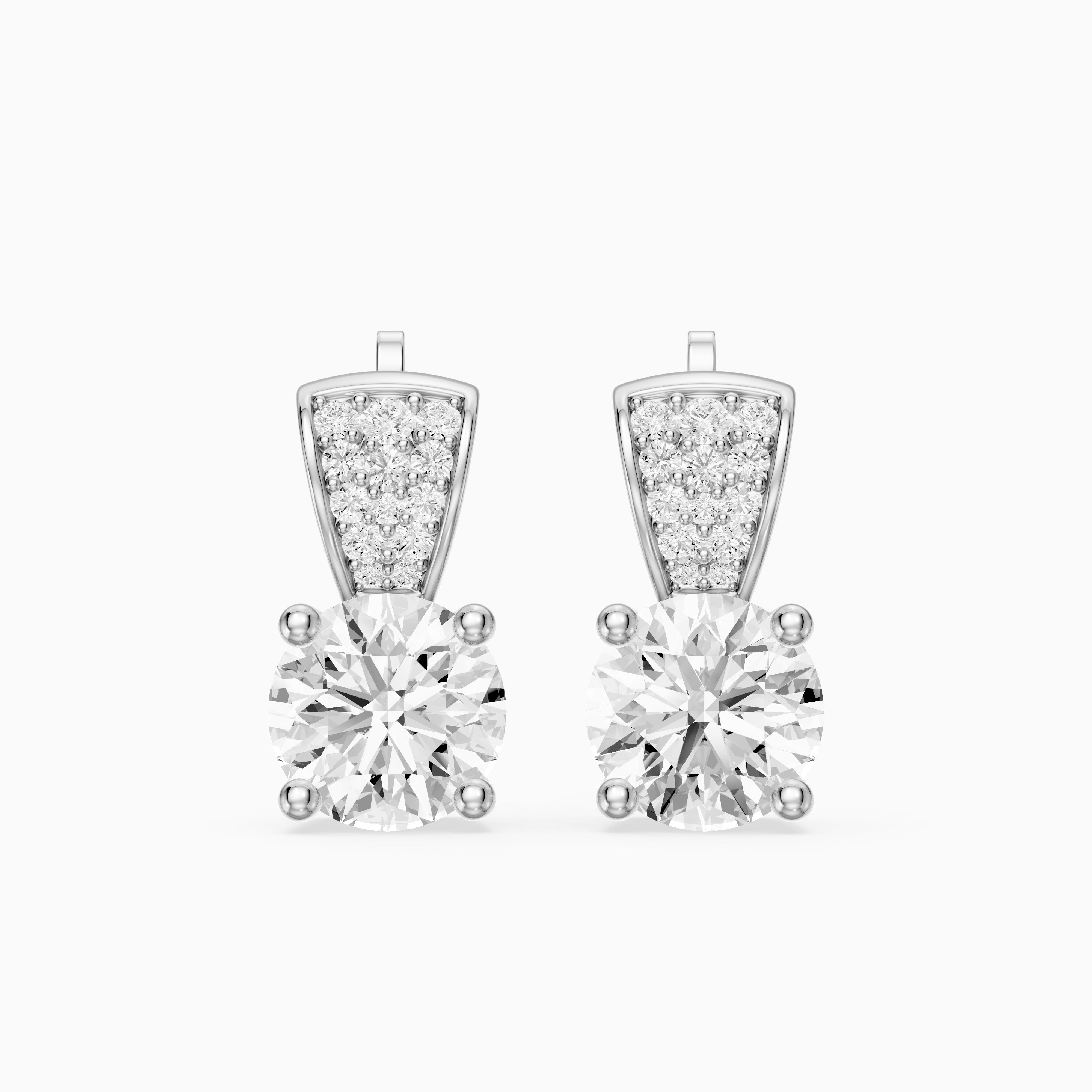 Candela Round Cut Lab Grown Diamond Pave Accent Stud Earrings