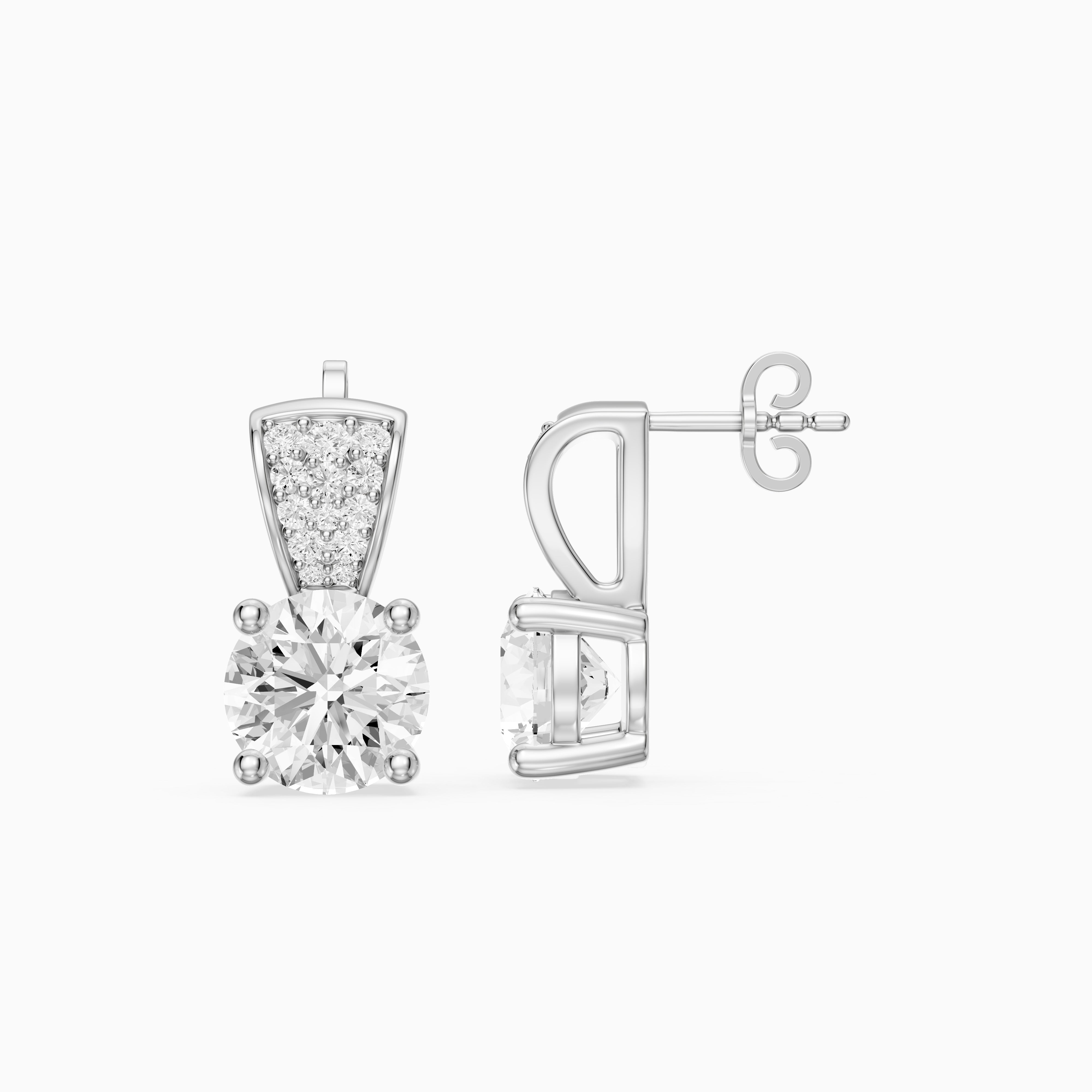 Candela Round Cut Lab Grown Diamond Pave Accent Stud Earrings