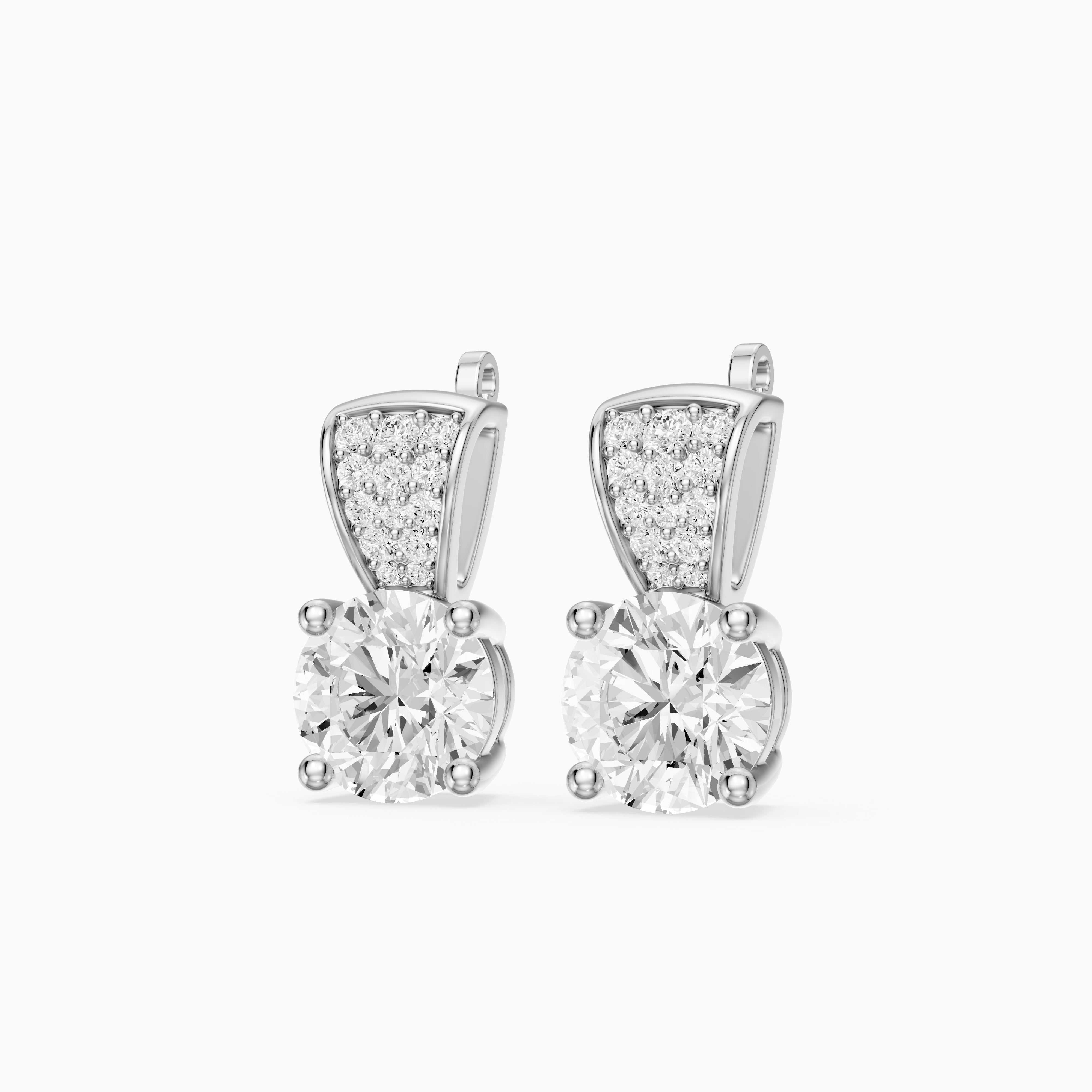 Candela Round Cut Lab Grown Diamond Pave Accent Stud Earrings