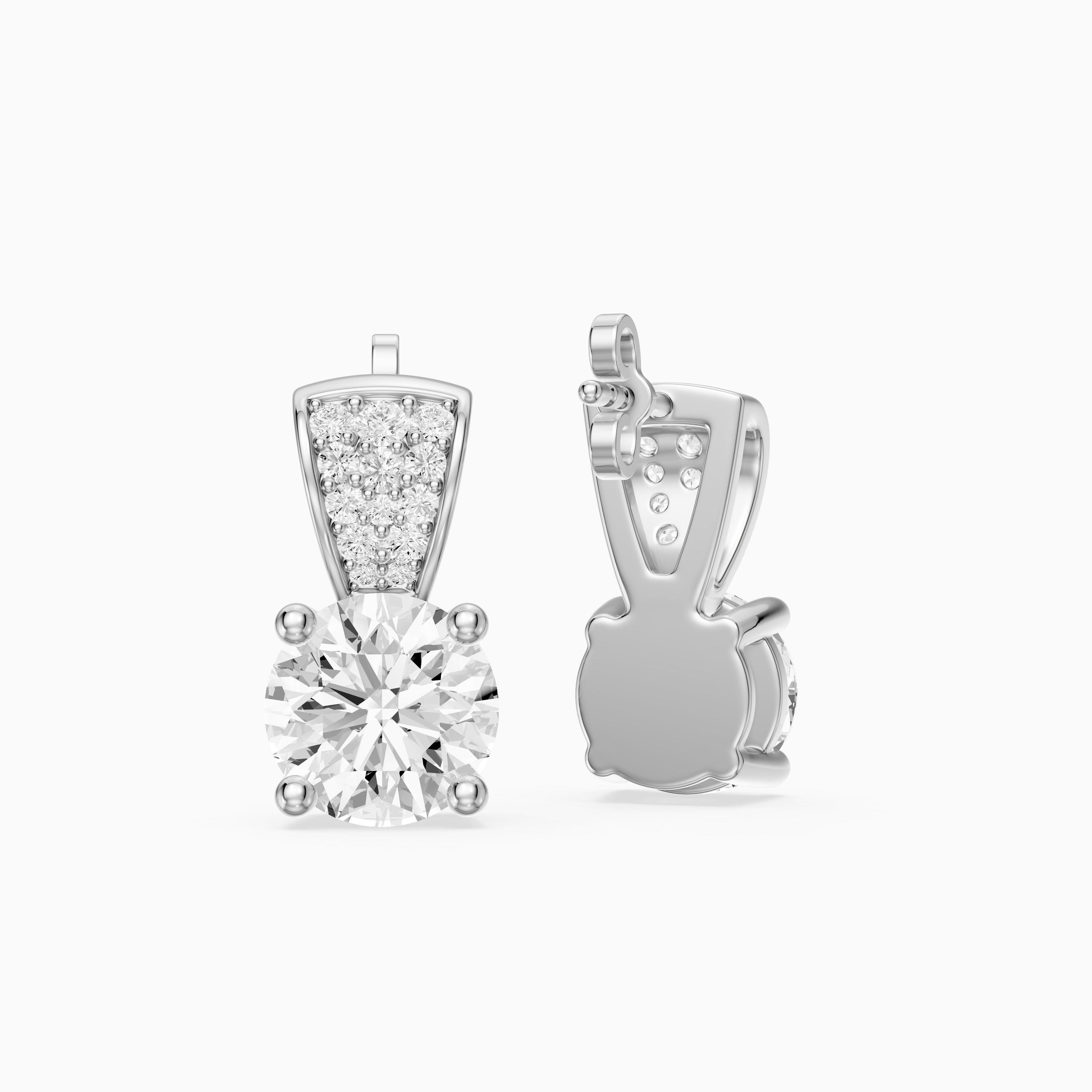 Candela Round Cut Lab Grown Diamond Pave Accent Stud Earrings