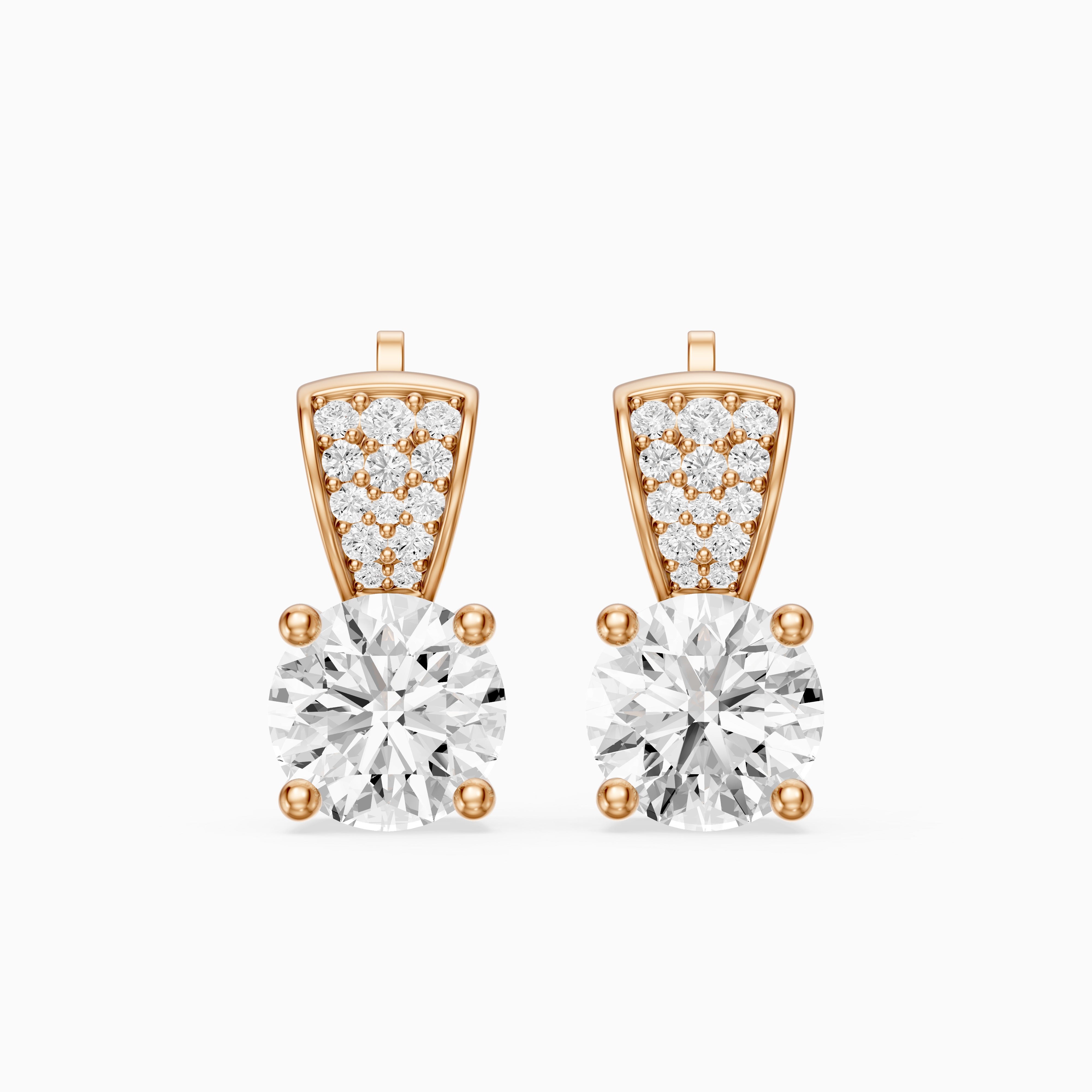 Candela Round Cut Lab Grown Diamond Pave Accent Stud Earrings