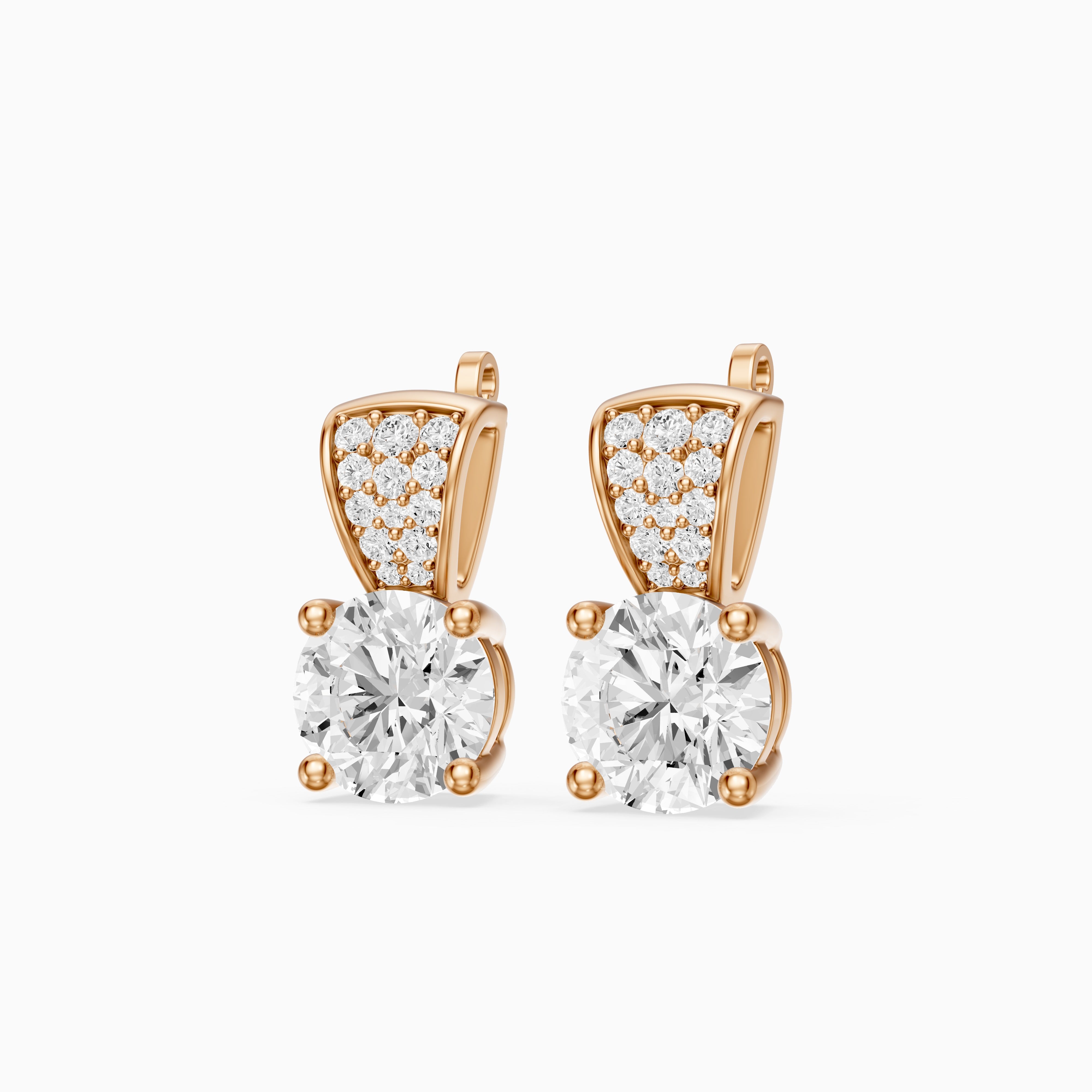 Candela Round Cut Lab Grown Diamond Pave Accent Stud Earrings