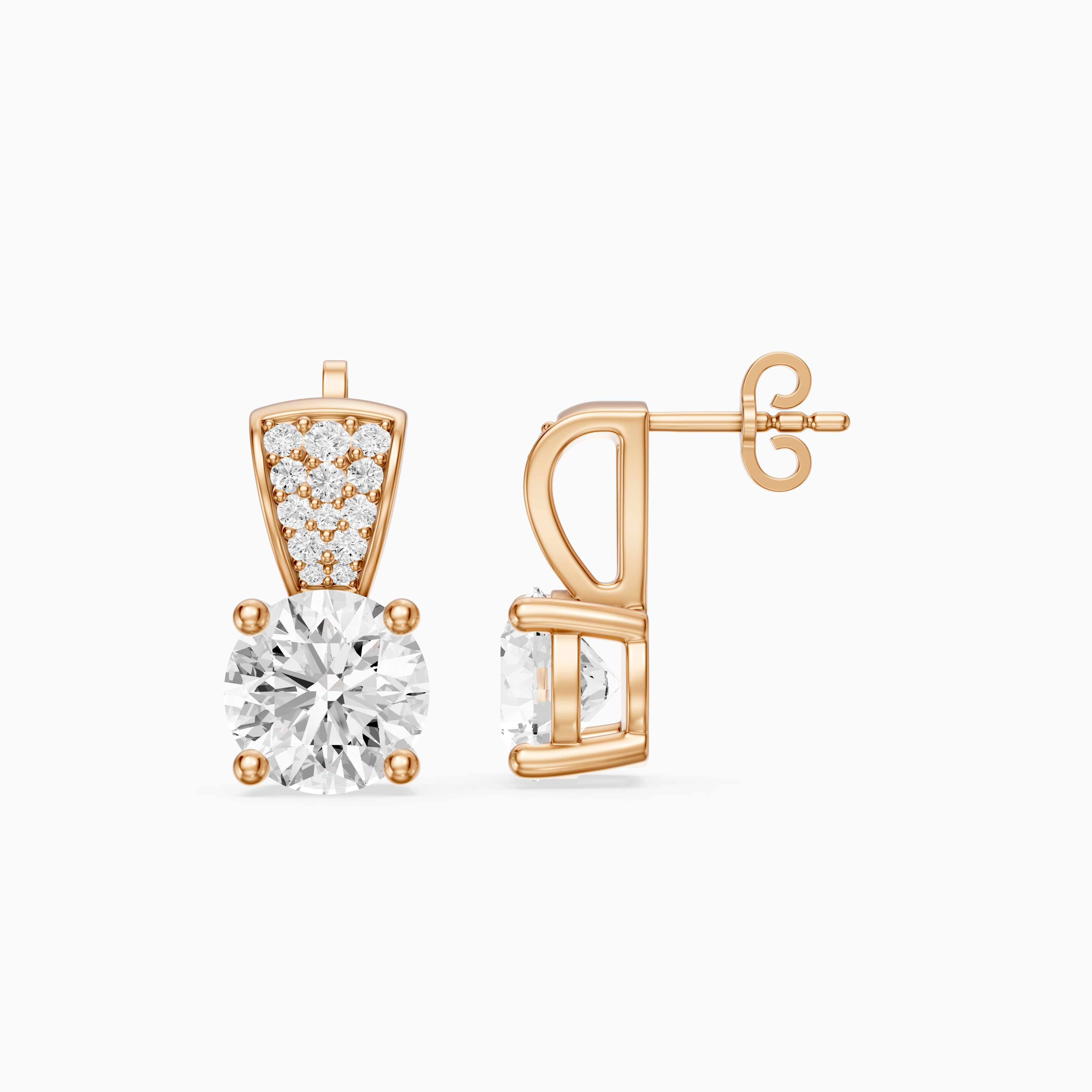 Candela Round Cut Lab Grown Diamond Pave Accent Stud Earrings