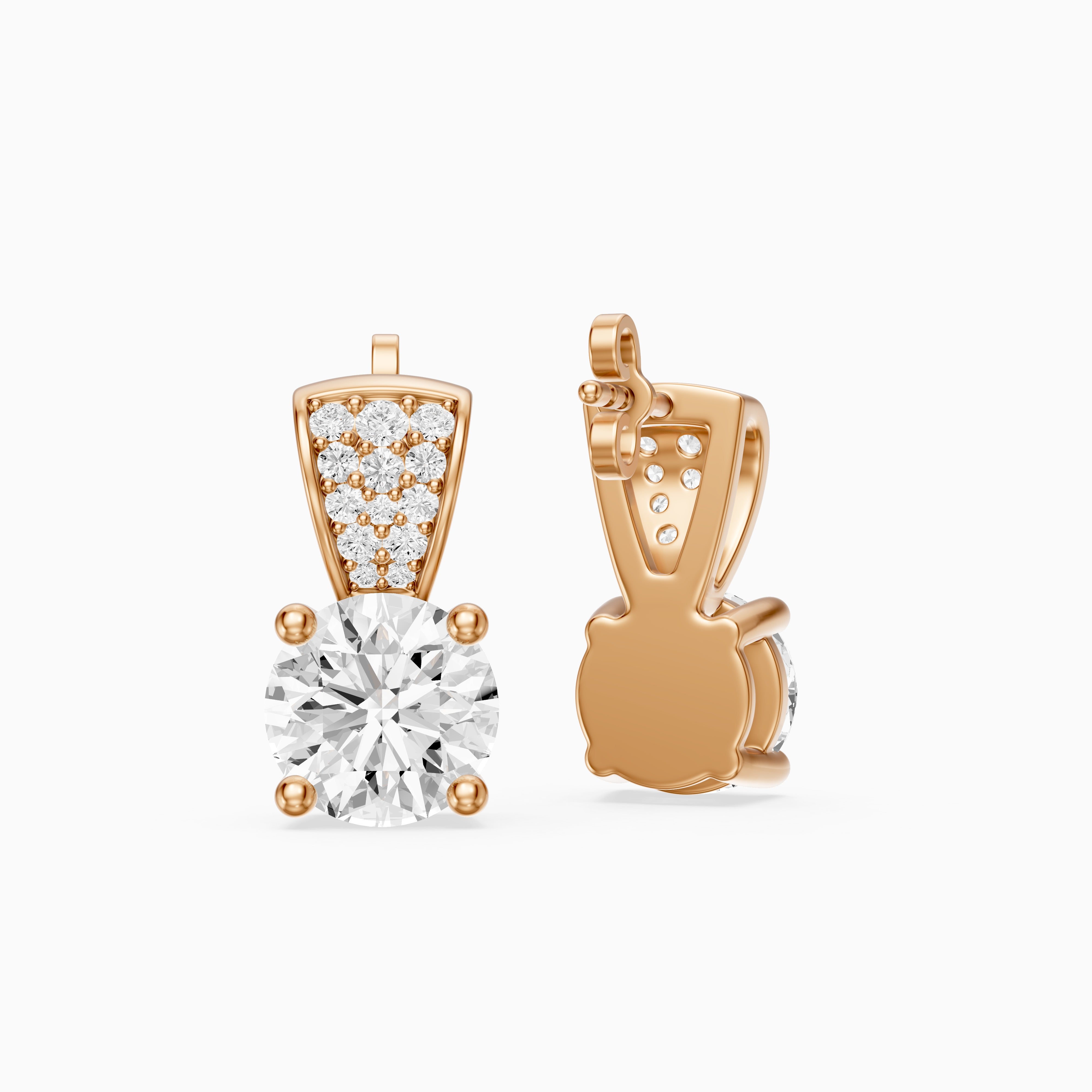 Candela Round Cut Lab Grown Diamond Pave Accent Stud Earrings