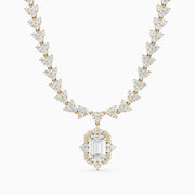 Genesis Emerald Cut Lab Grown Diamond Halo Style Tennis Necklace