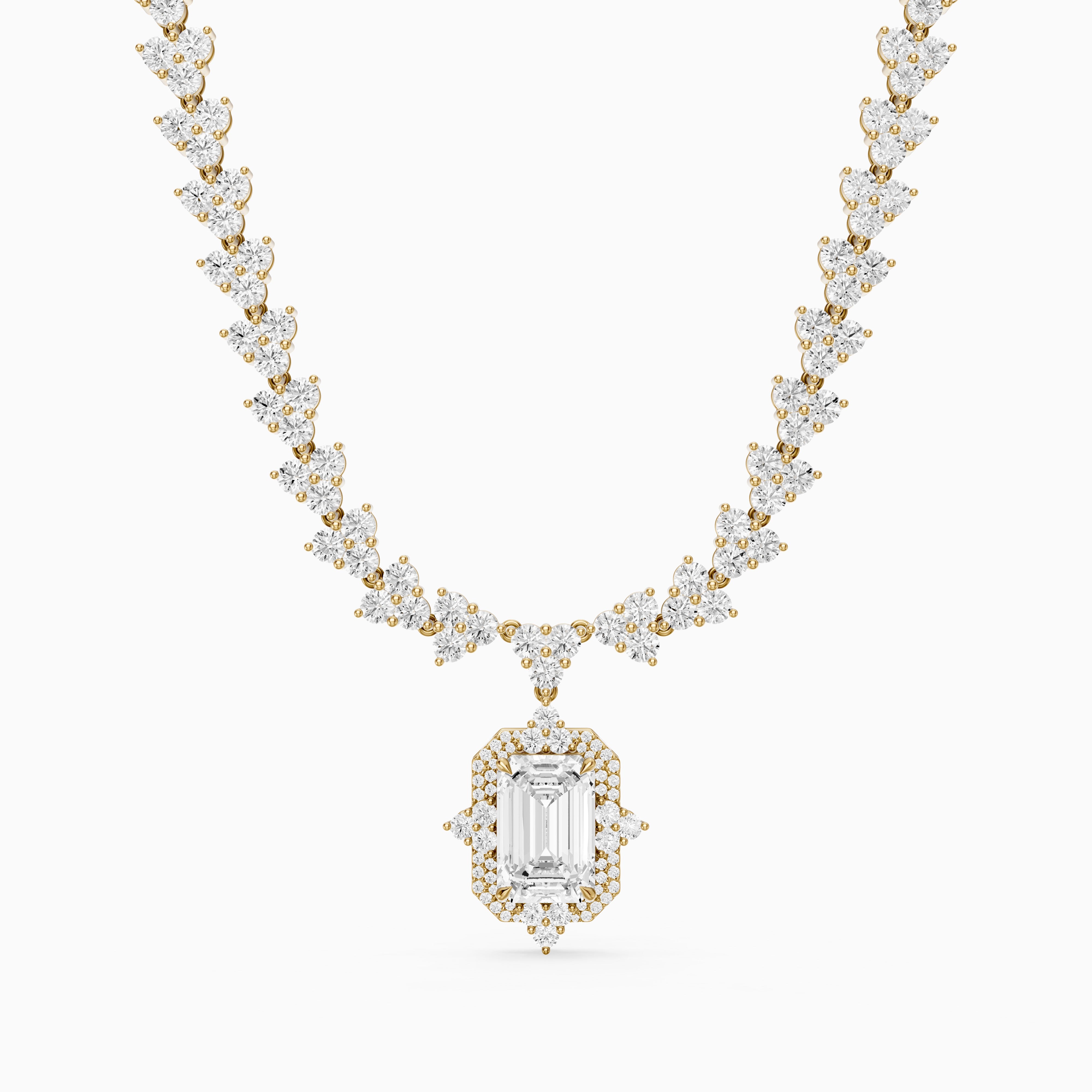 Genesis Emerald Cut Lab Grown Diamond Halo Style Tennis Necklace