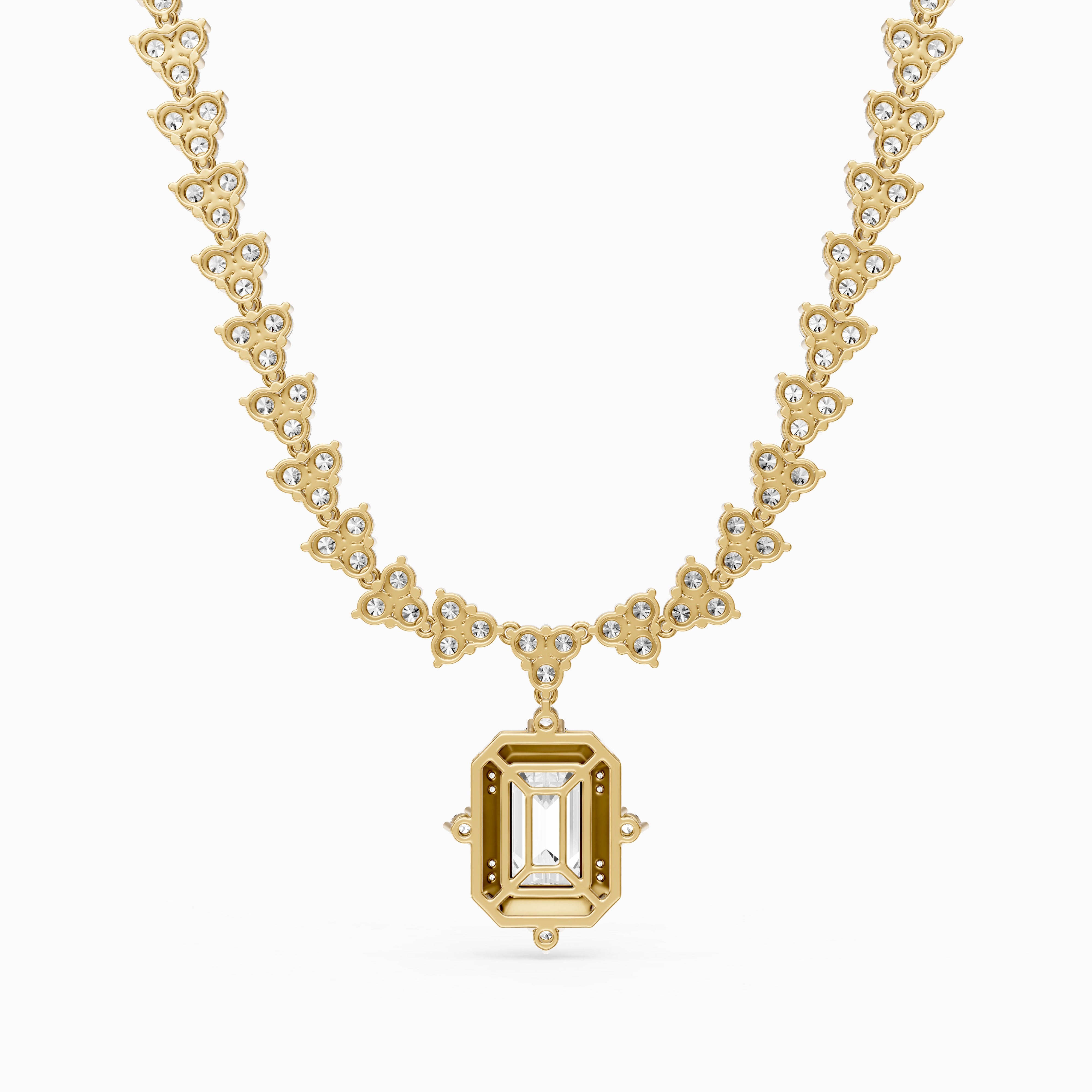 Genesis Emerald Cut Lab Grown Diamond Halo Style Tennis Necklace