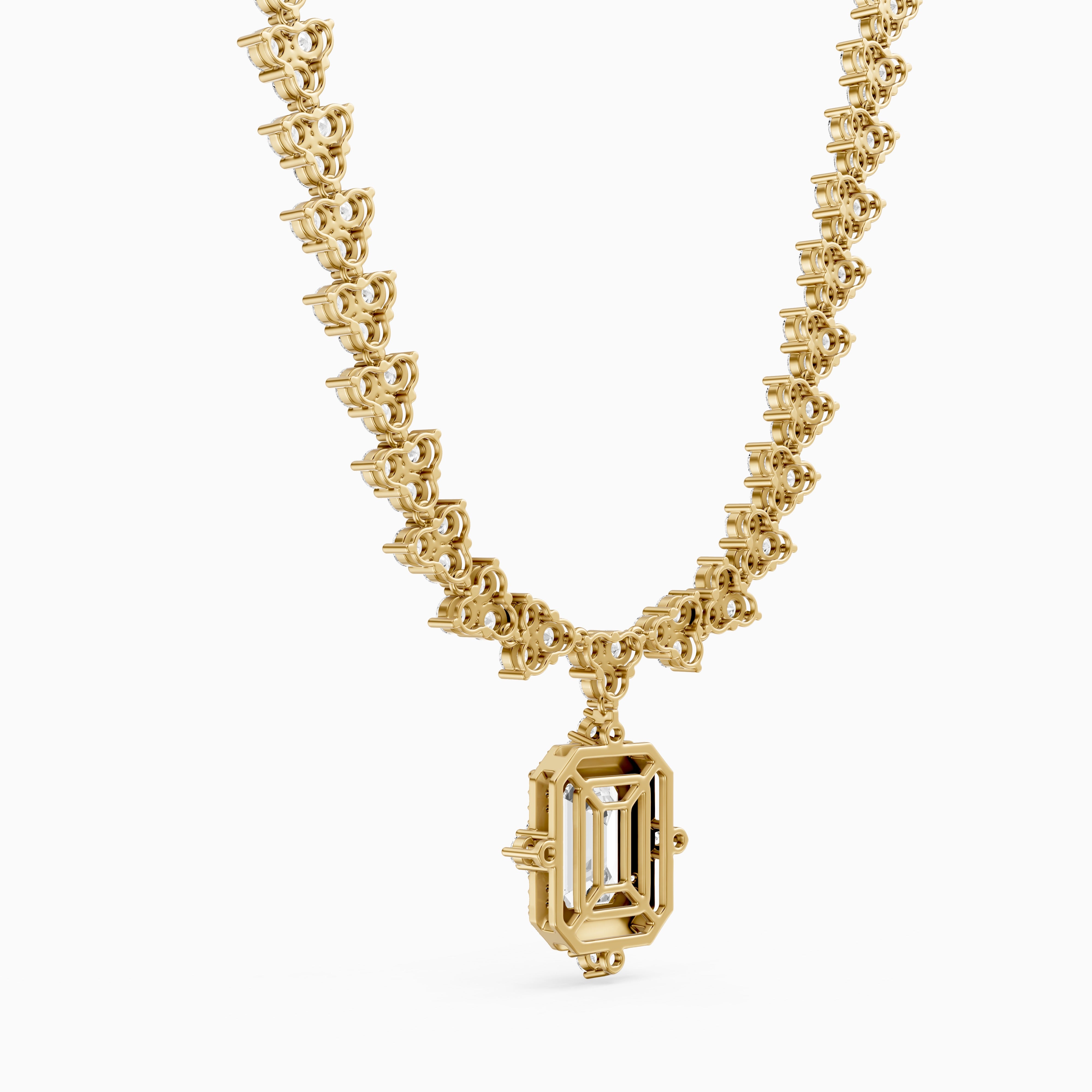 Genesis Emerald Cut Lab Grown Diamond Halo Style Tennis Necklace