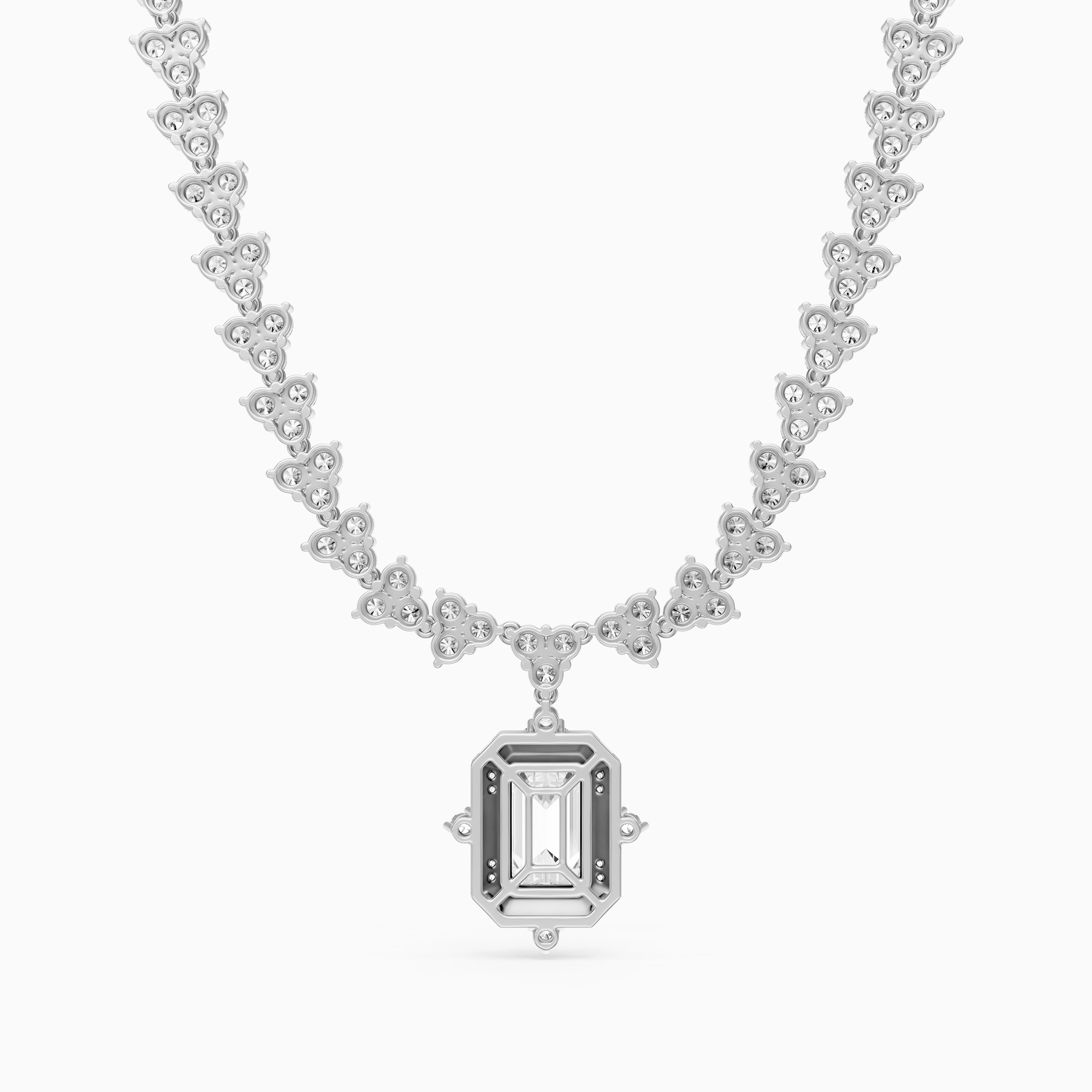 Genesis Emerald Cut Lab Grown Diamond Halo Style Tennis Necklace