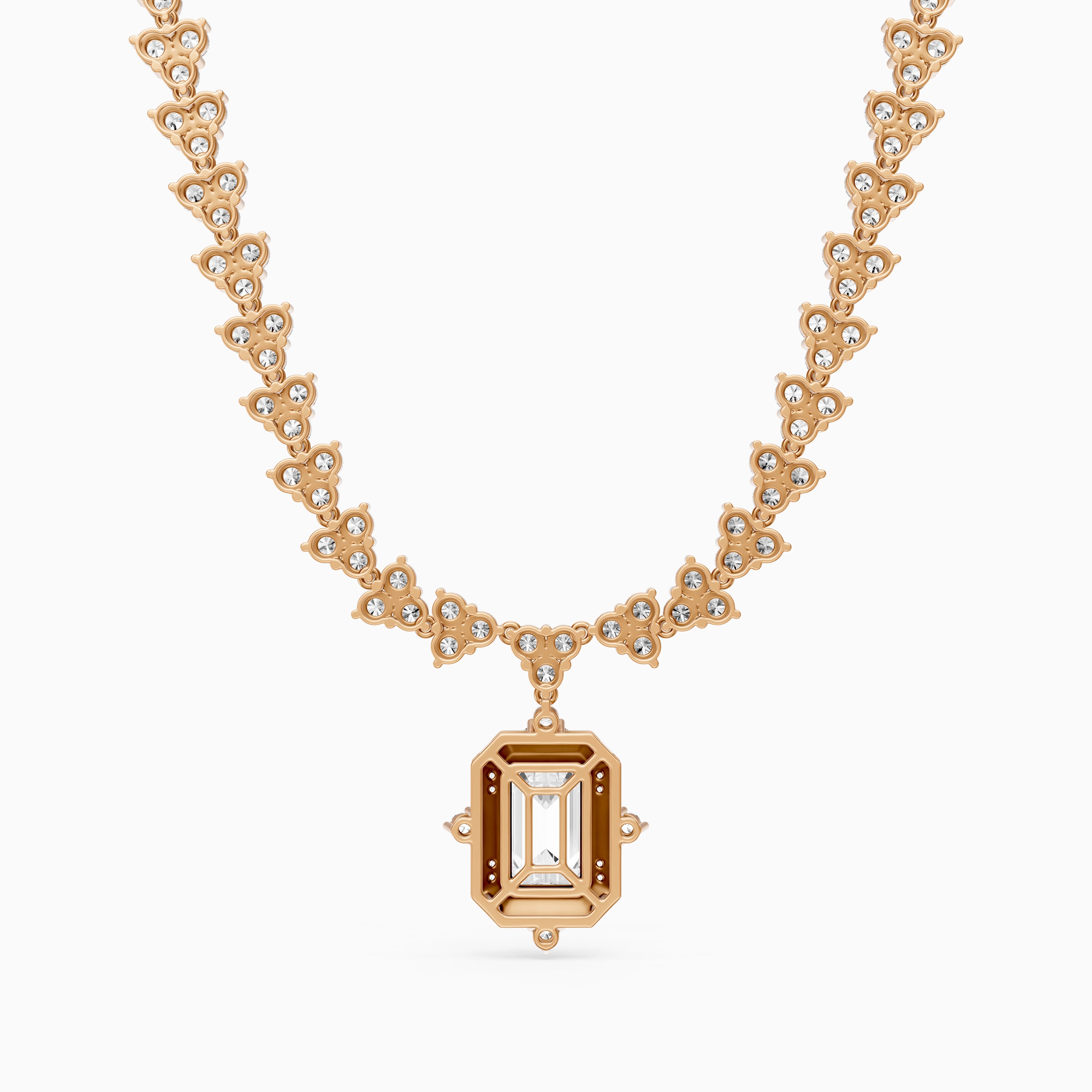 Genesis Emerald Cut Lab Grown Diamond Halo Style Tennis Necklace