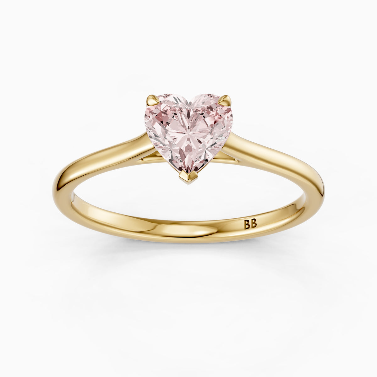 Amabel Heart Shaped Solitaire Cathedral Style Pink Lab Grown Diamond Ring