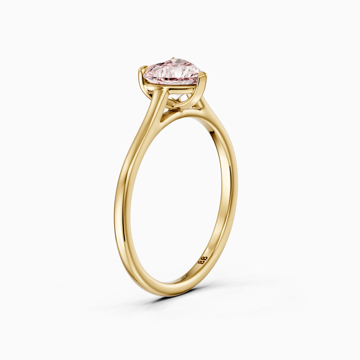 Amabel Heart Shaped Solitaire Cathedral Style Pink Lab Grown Diamond Ring