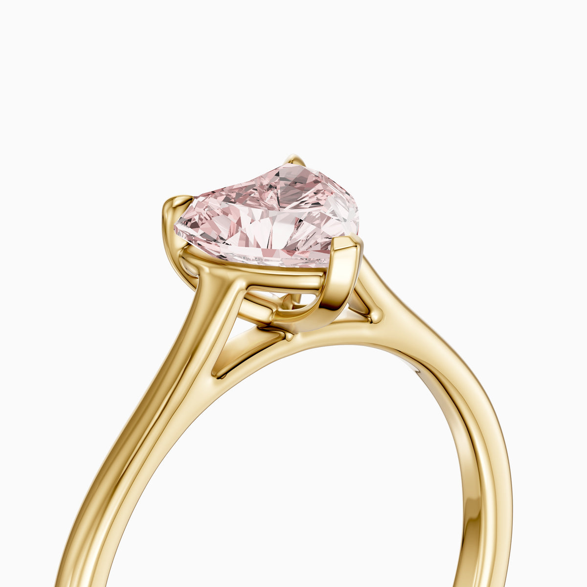 Amabel Heart Shaped Solitaire Cathedral Style Pink Lab Grown Diamond Ring