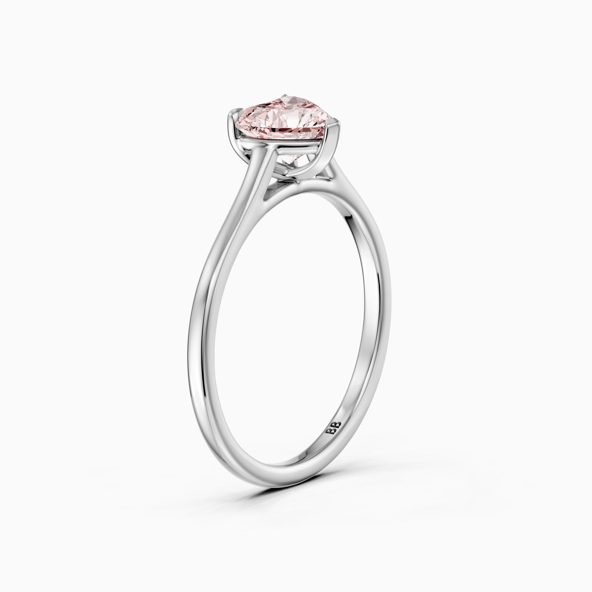 Amabel Heart Shaped Solitaire Cathedral Style Pink Lab Grown Diamond Ring
