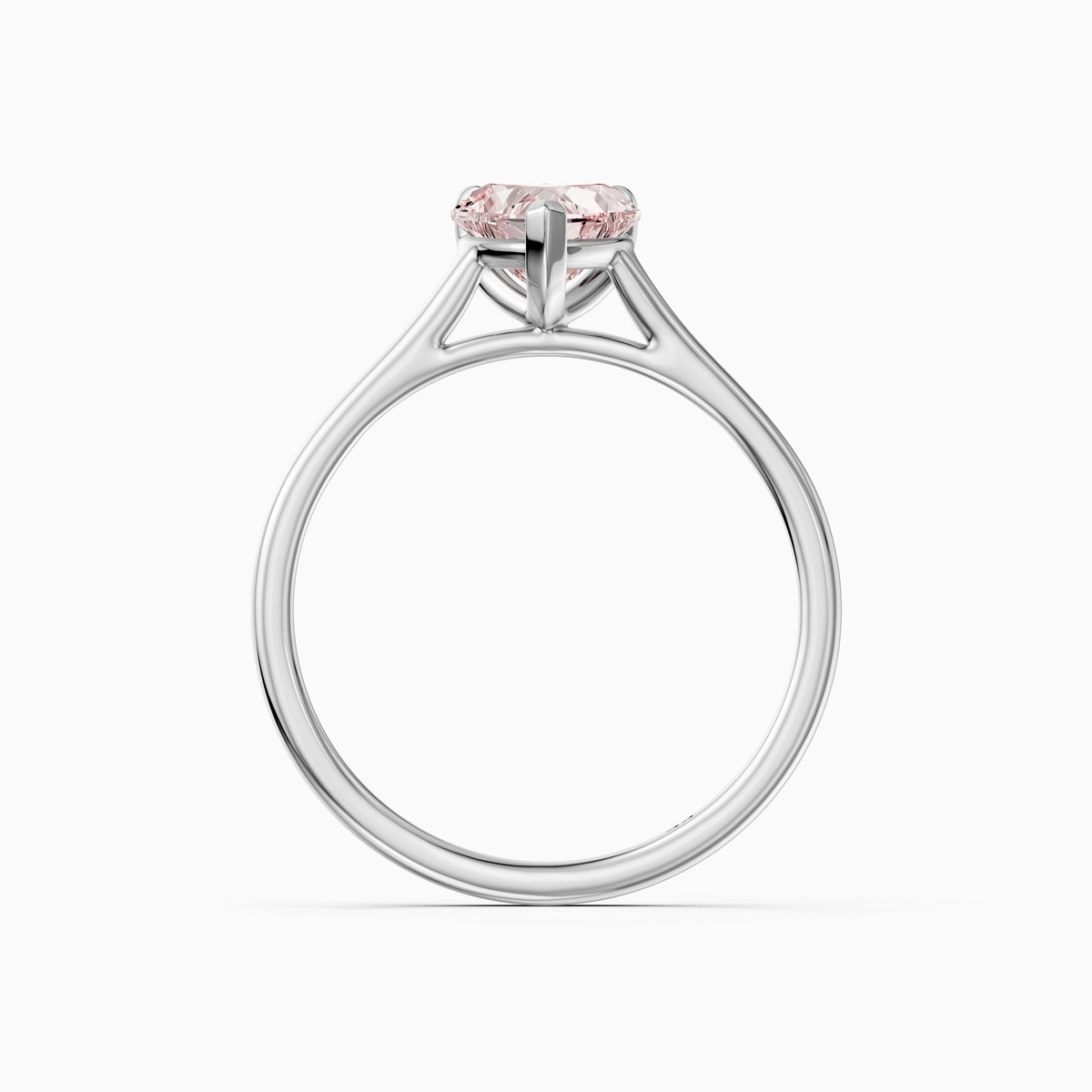Amabel Heart Shaped Solitaire Cathedral Style Pink Lab Grown Diamond Ring