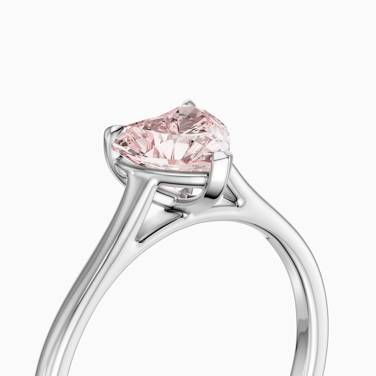 Amabel Heart Shaped Solitaire Cathedral Style Pink Lab Grown Diamond Ring