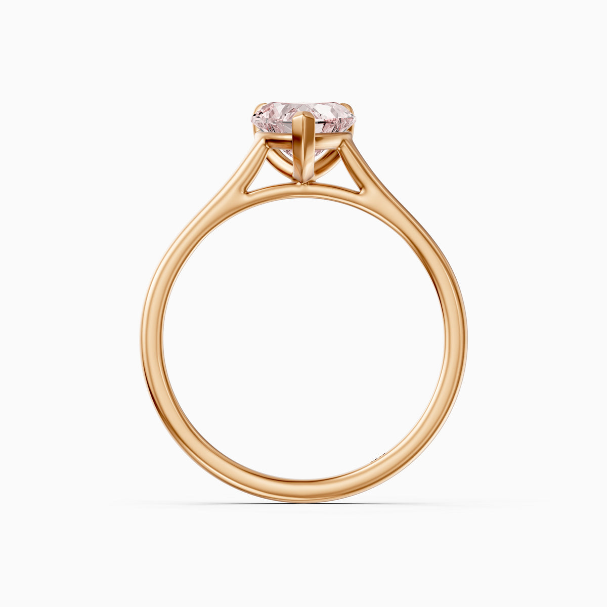 Amabel Heart Shaped Solitaire Cathedral Style Pink Lab Grown Diamond Ring