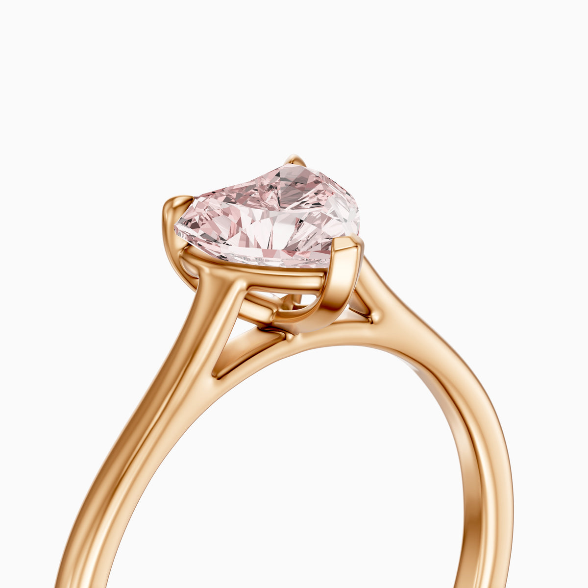 Amabel Heart Shaped Solitaire Cathedral Style Pink Lab Grown Diamond Ring