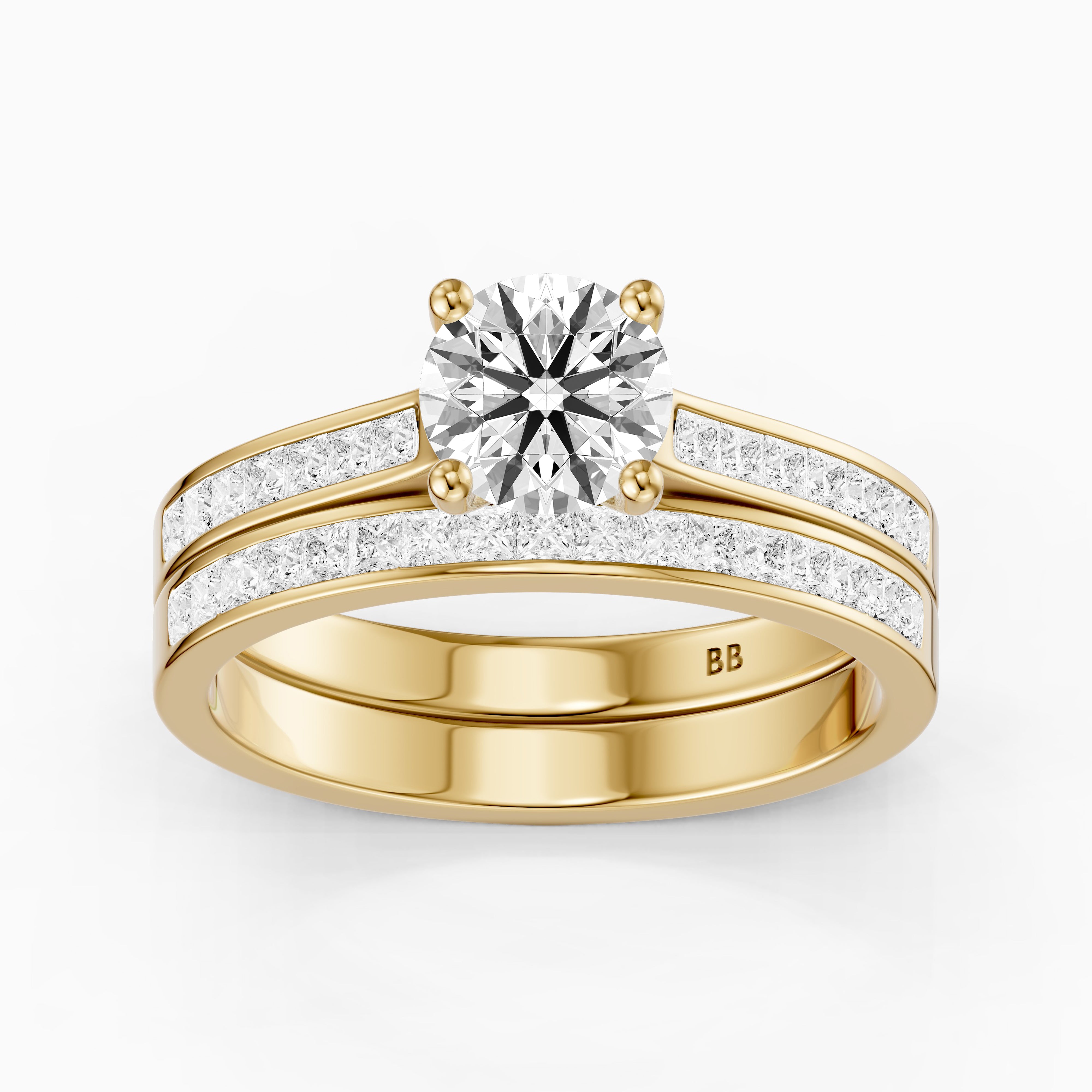 Clarice Round Lab Grown Diamond Cathedral Channel Bridal Set