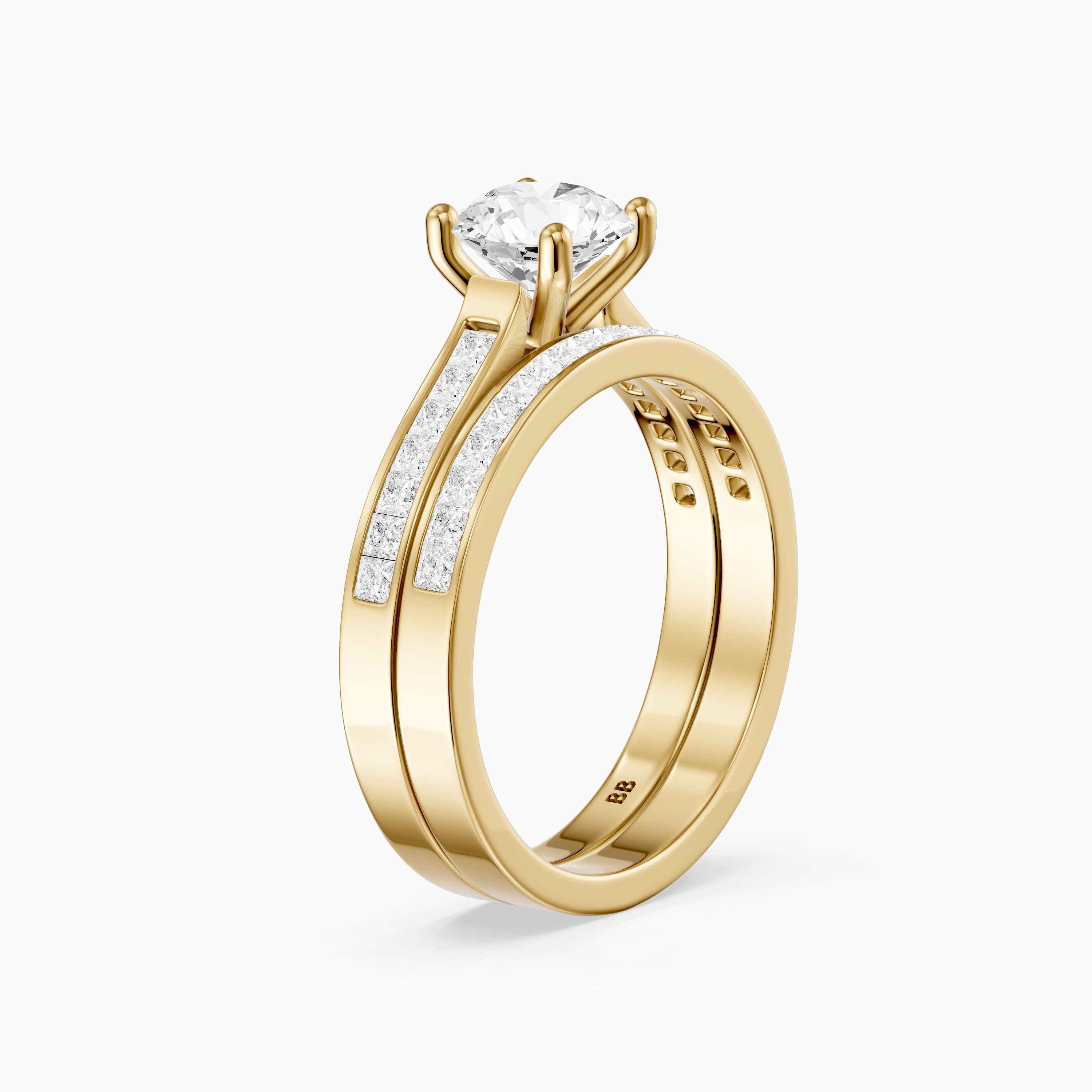 Clarice Round Lab Grown Diamond Cathedral Channel Bridal Set