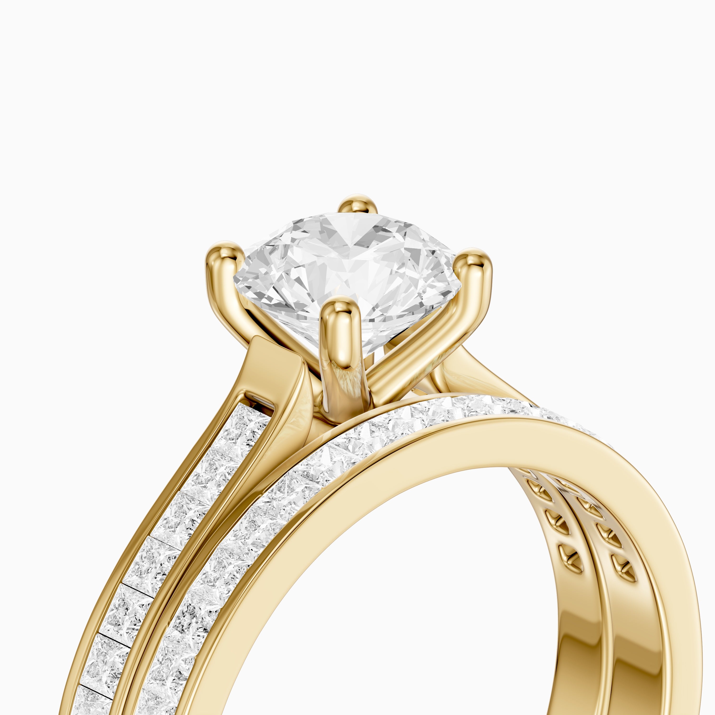 Clarice Round Lab Grown Diamond Cathedral Channel Bridal Set