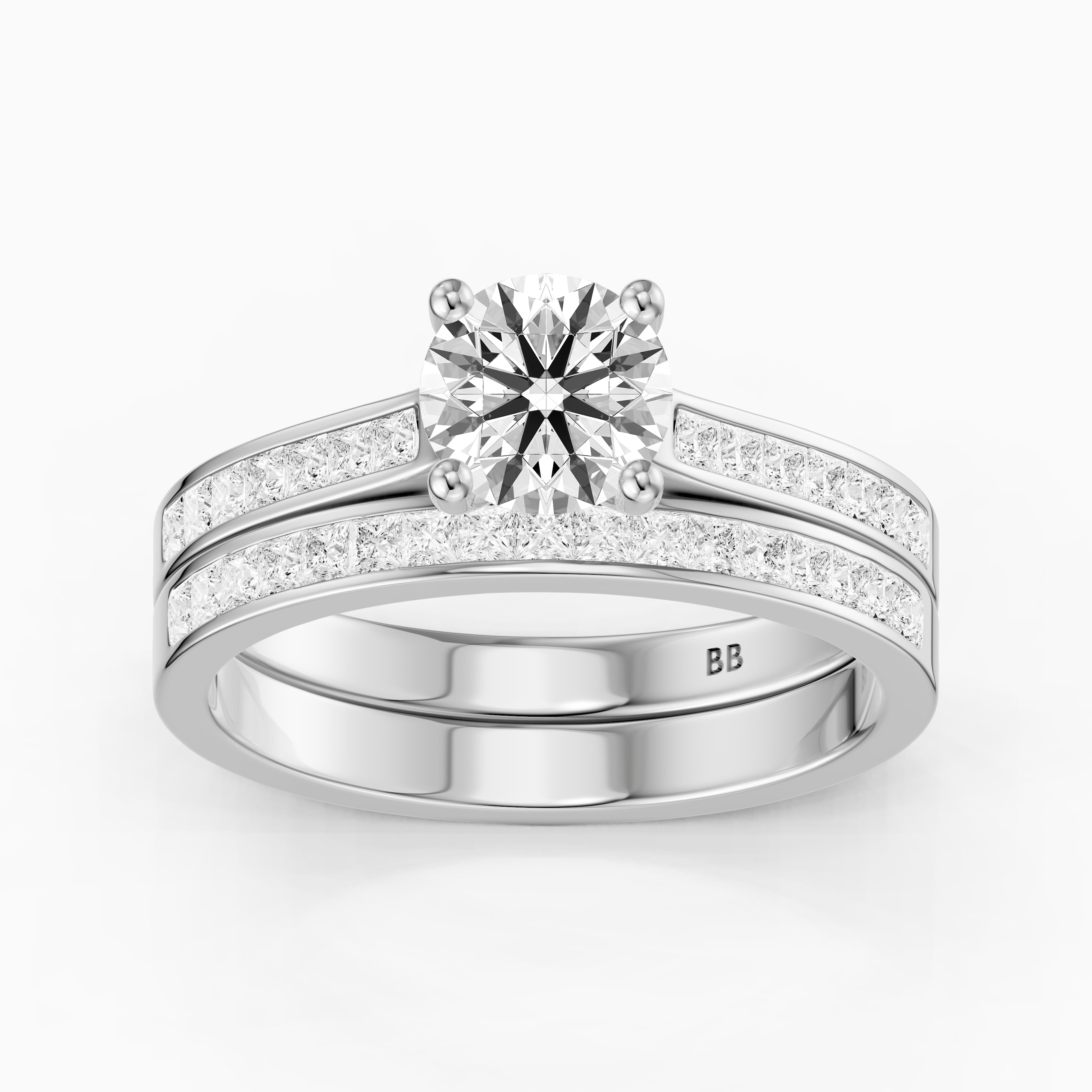 Clarice Round Lab Grown Diamond Cathedral Channel Bridal Set
