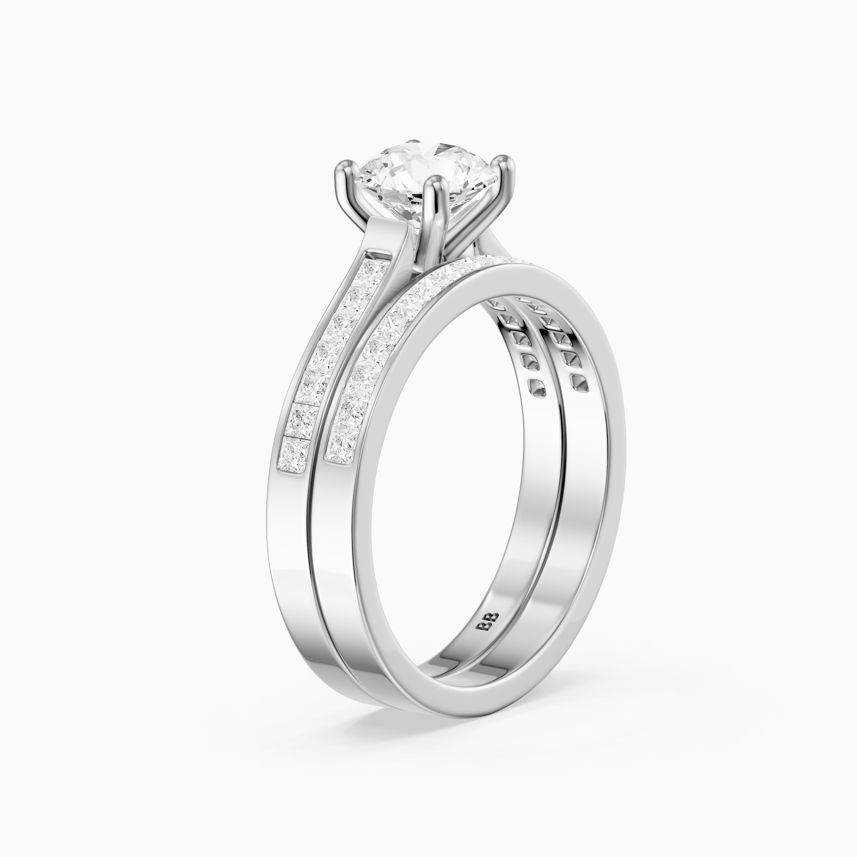 Clarice Round Lab Grown Diamond Cathedral Channel Bridal Set