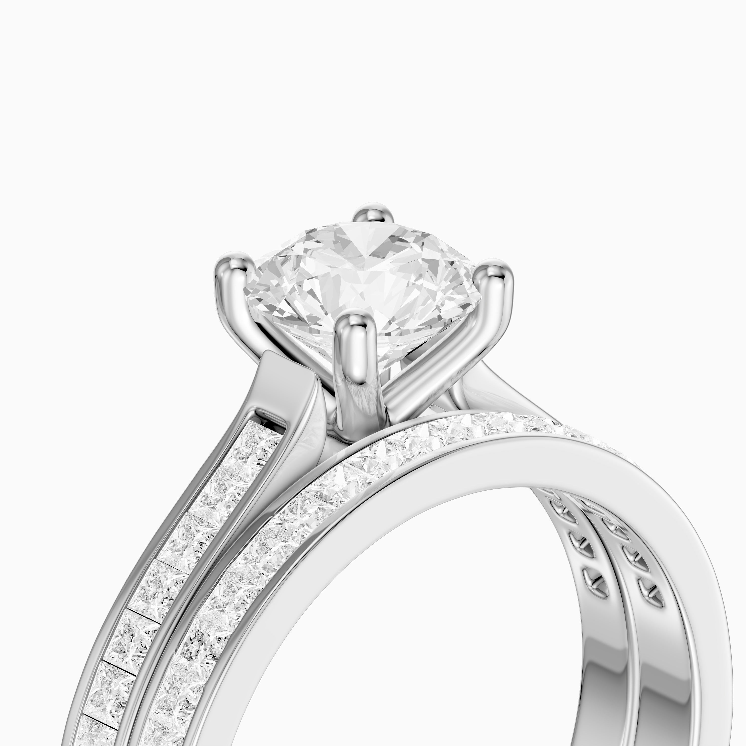 Clarice Round Lab Grown Diamond Cathedral Channel Bridal Set