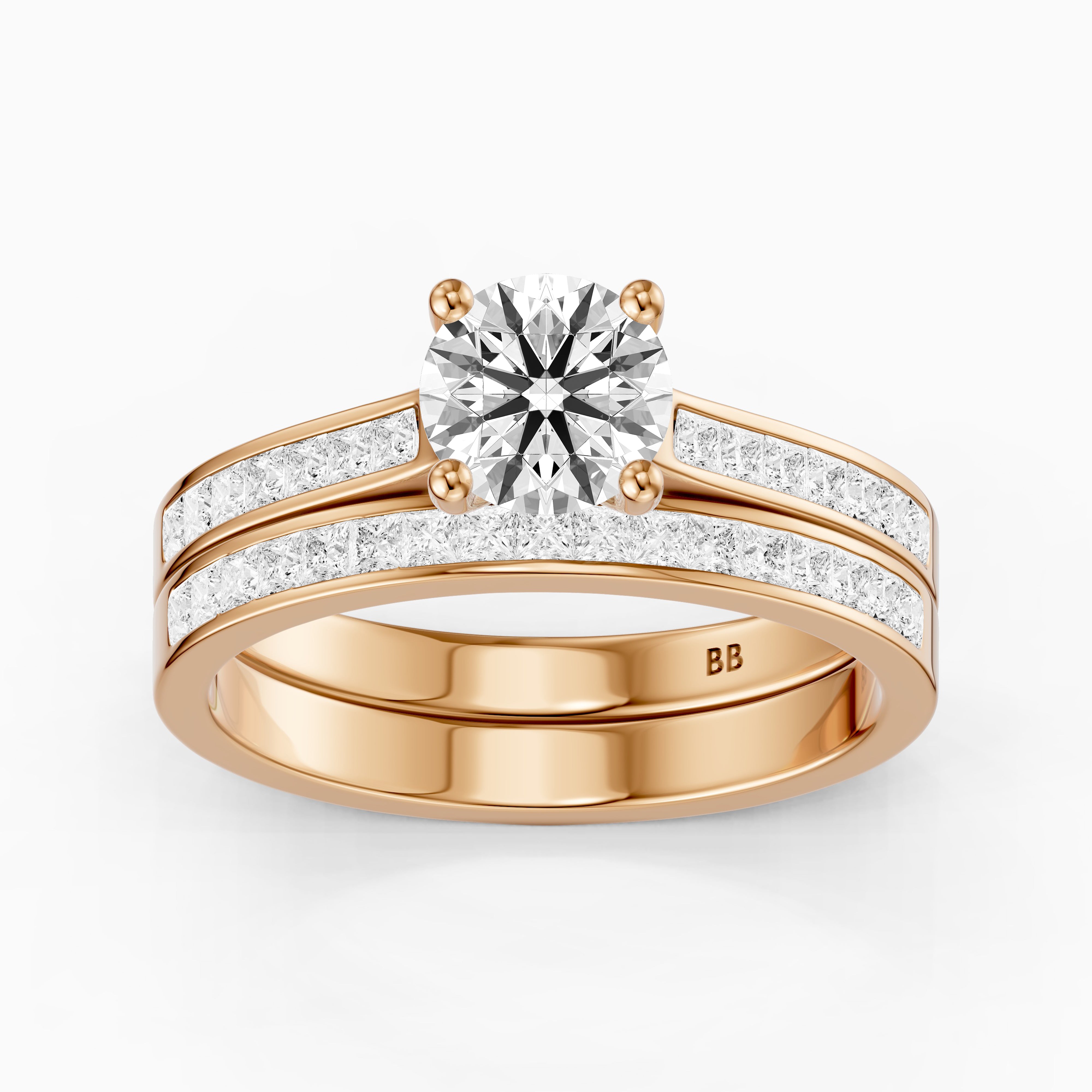 Clarice Round Lab Grown Diamond Cathedral Channel Bridal Set