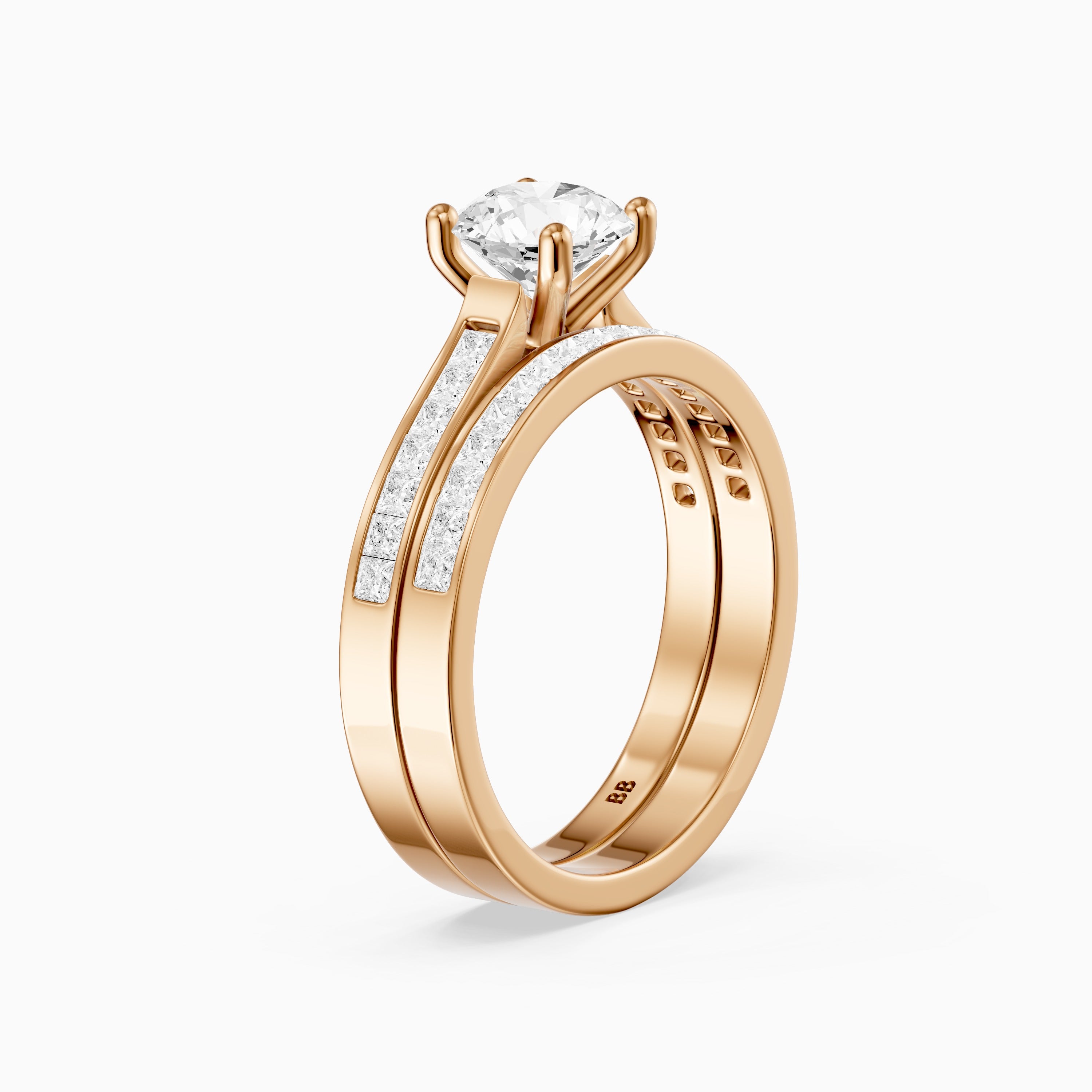 Clarice Round Lab Grown Diamond Cathedral Channel Bridal Set