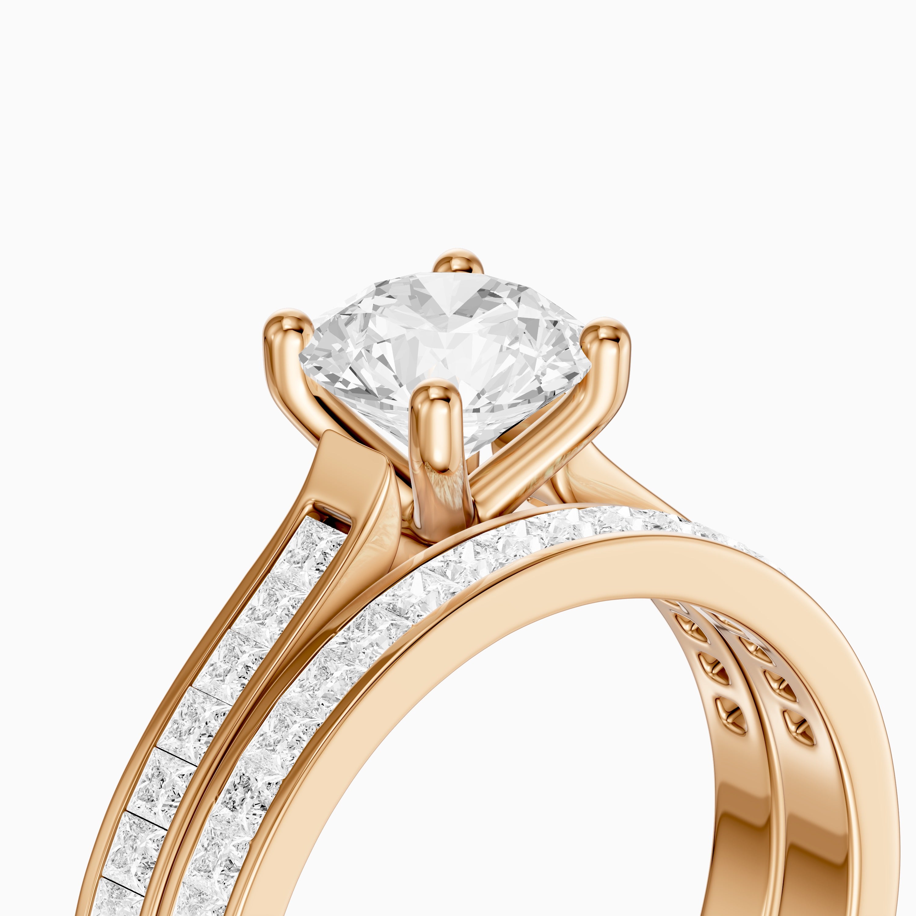 Clarice Round Lab Grown Diamond Cathedral Channel Bridal Set