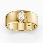 Chandler Marquise Cut Lab Grown Diamond Bezel Set Wide Cigar Band