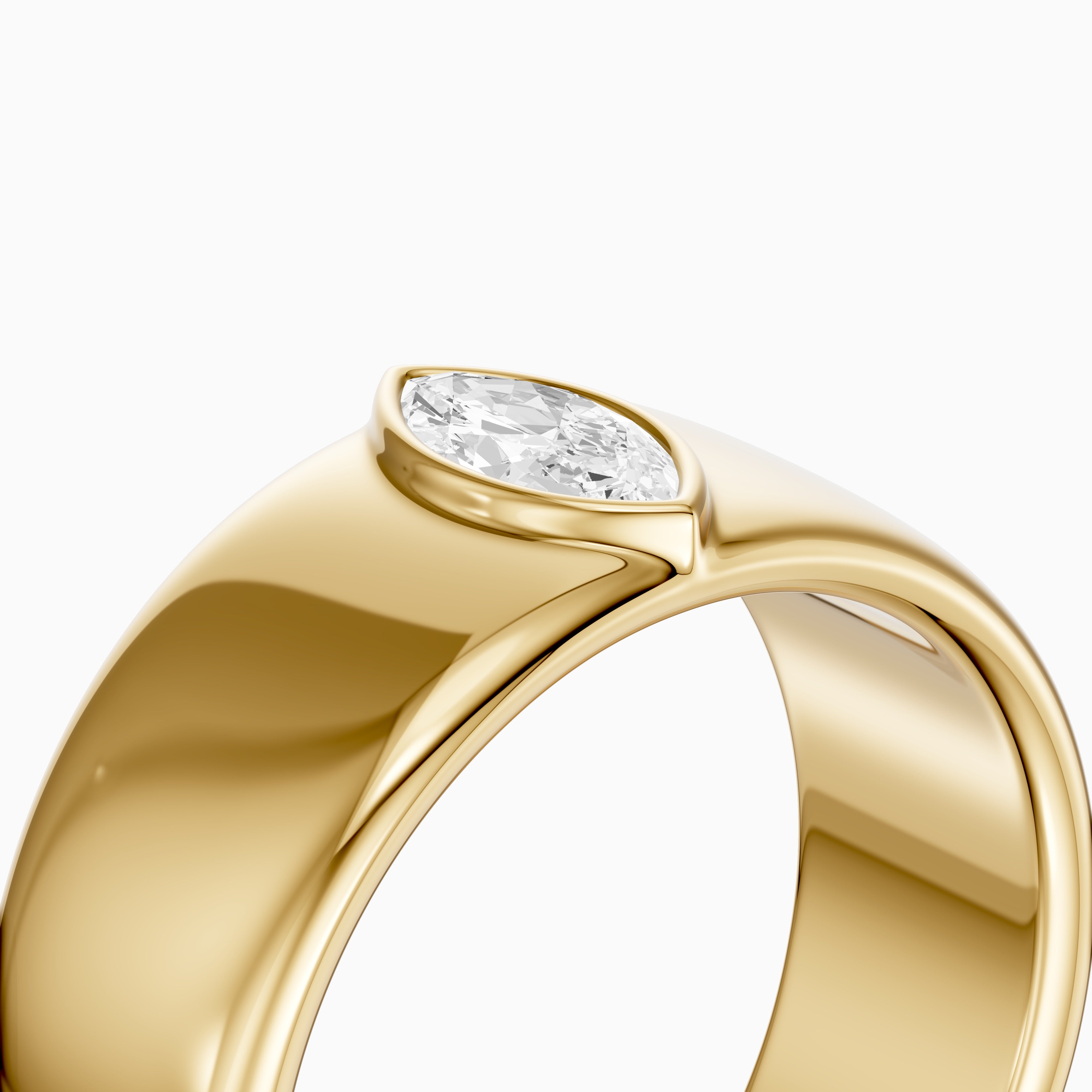 Chandler Marquise Cut Lab Grown Diamond Bezel Set Wide Cigar Band