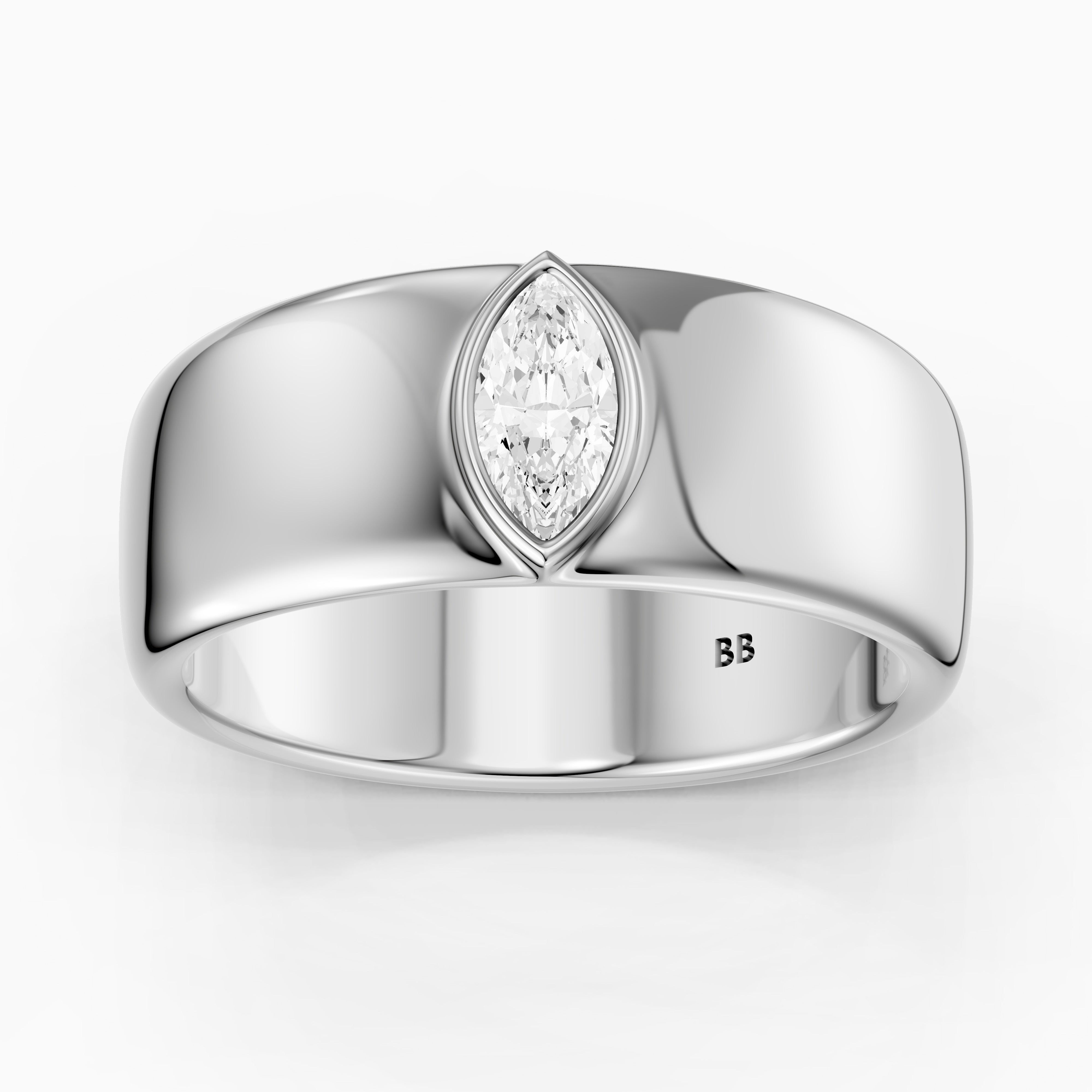 Chandler Marquise Cut Lab Grown Diamond Bezel Set Wide Cigar Band