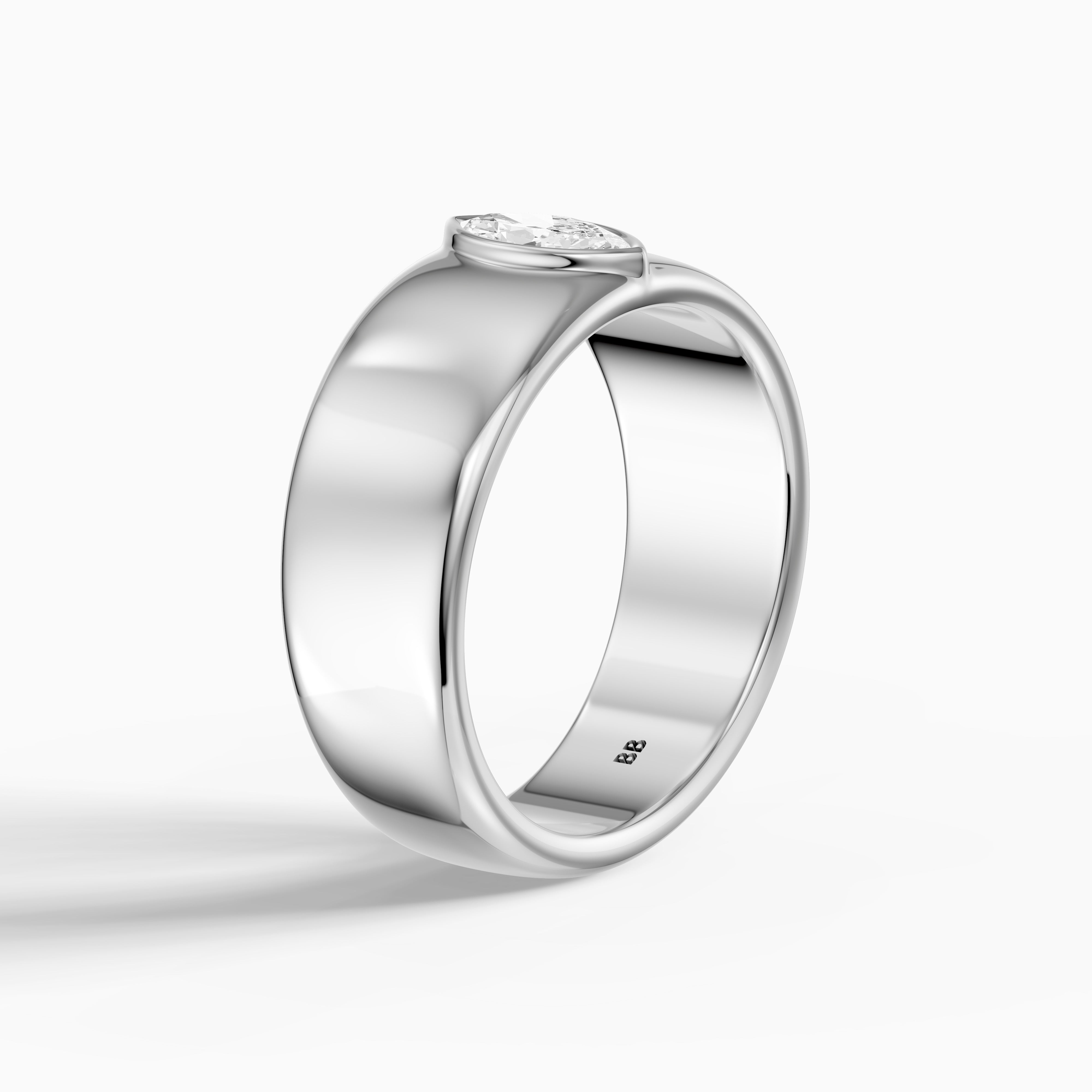 Chandler Marquise Cut Lab Grown Diamond Bezel Set Wide Cigar Band
