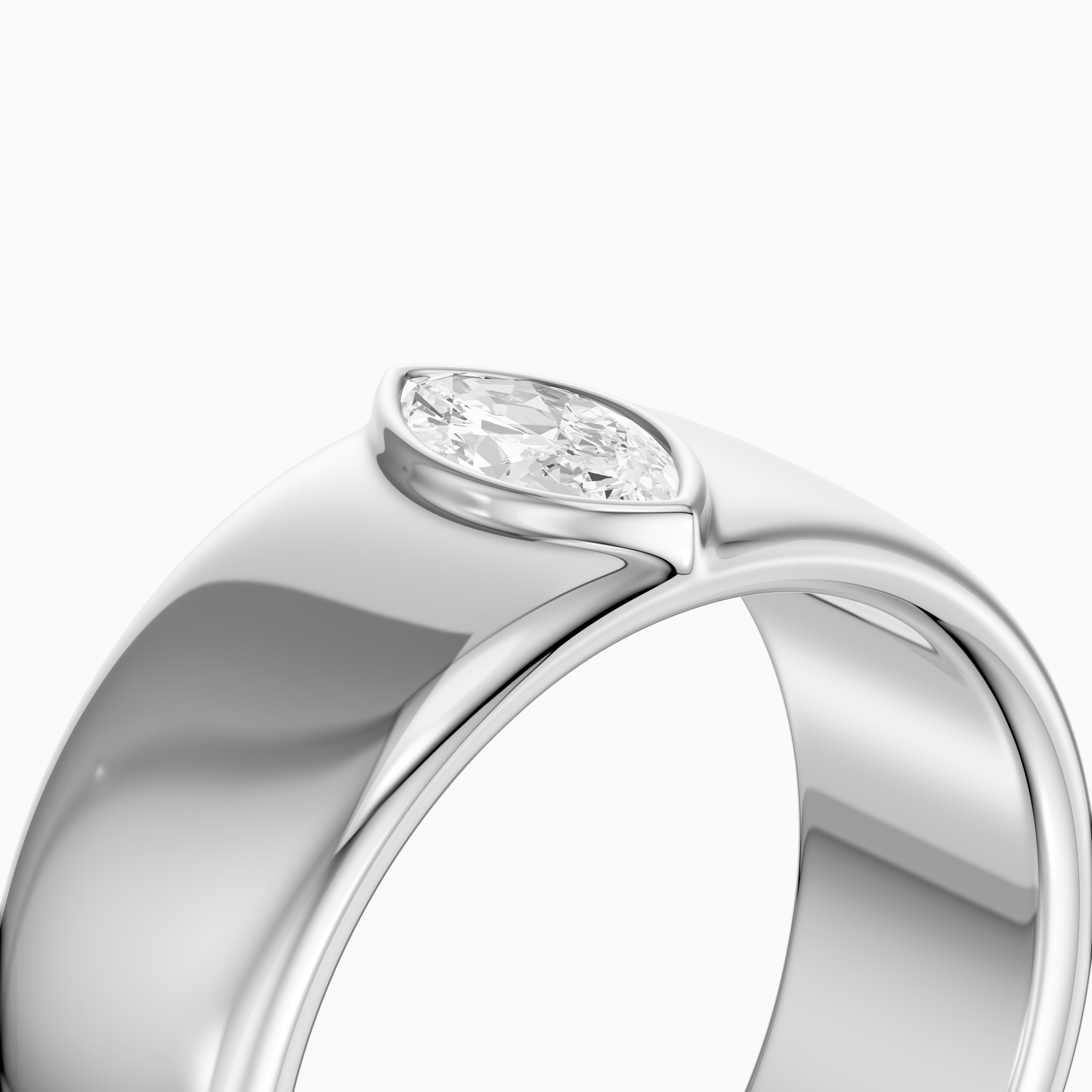 Chandler Marquise Cut Lab Grown Diamond Bezel Set Wide Cigar Band