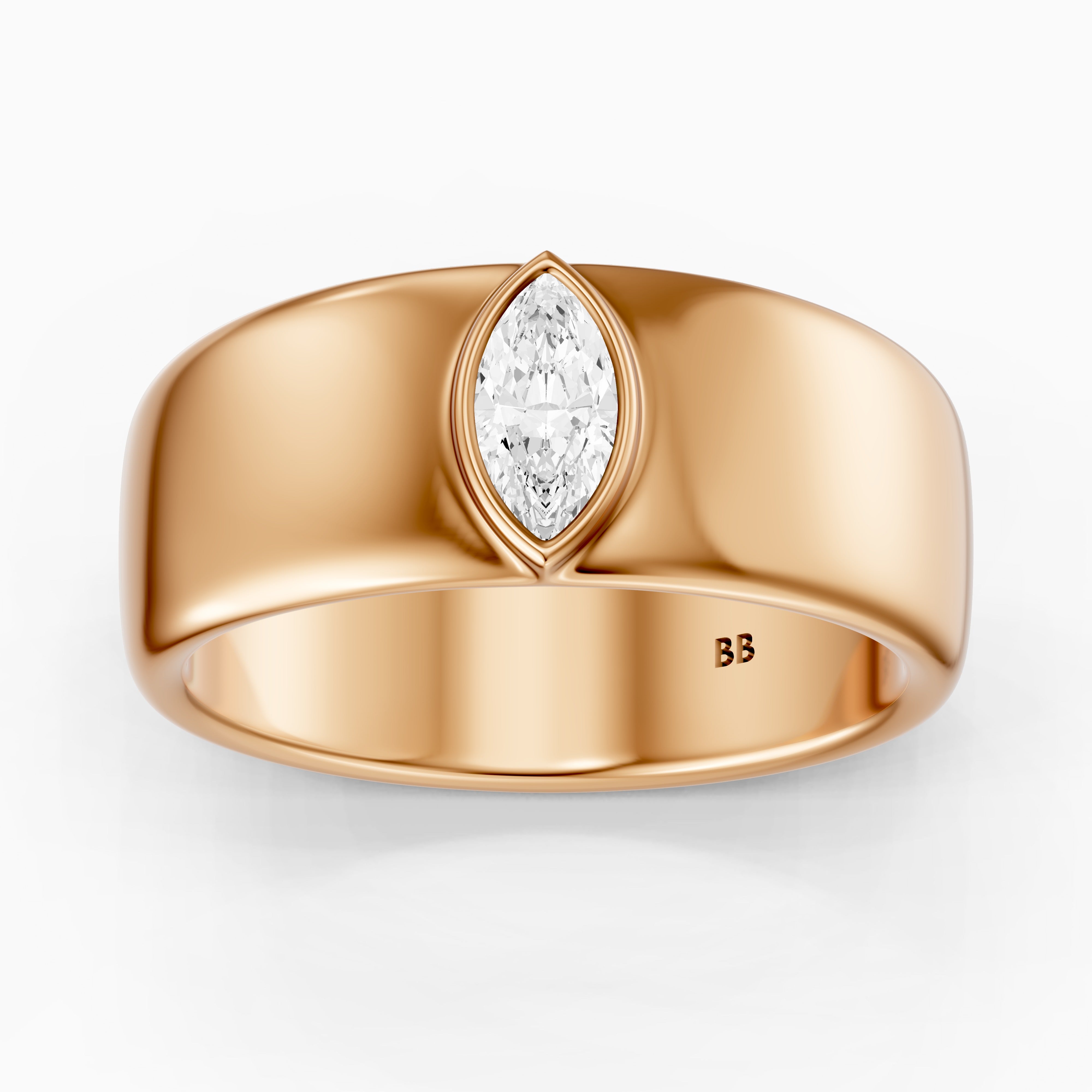 Chandler Marquise Cut Lab Grown Diamond Bezel Set Wide Cigar Band