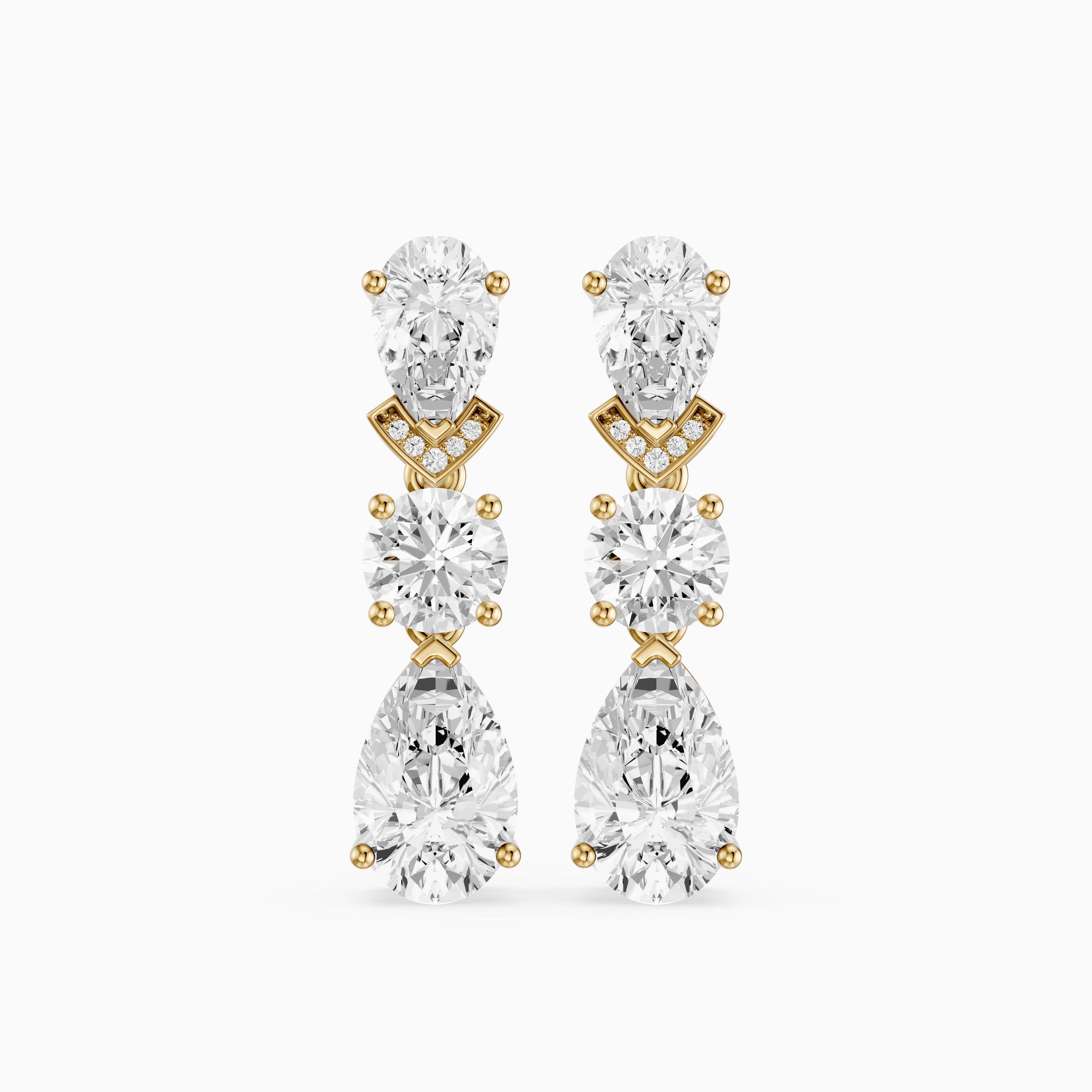 Jillian Pear and Round Lab Grown Diamond Drop Earrings