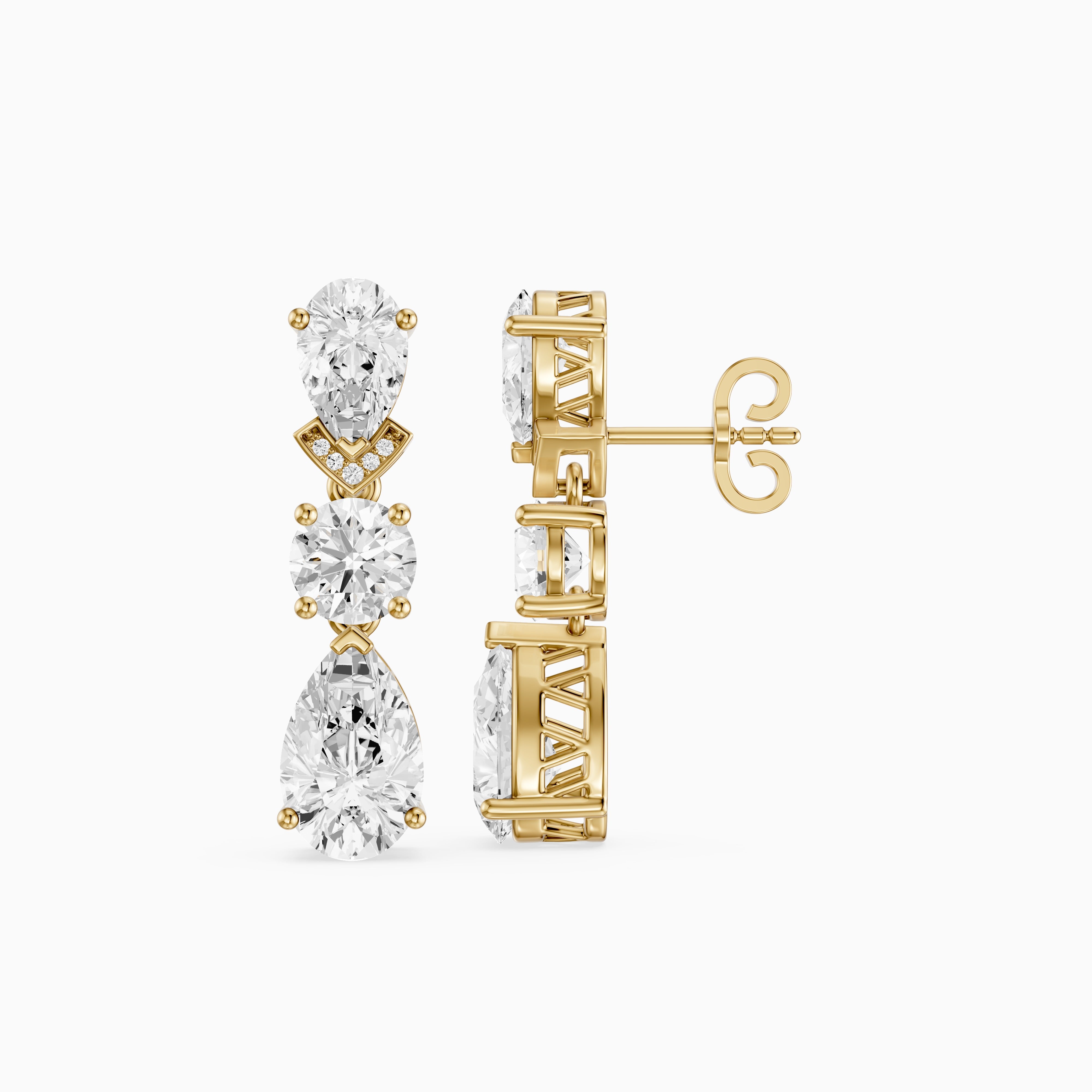 Jillian Pear and Round Lab Grown Diamond Drop Earrings
