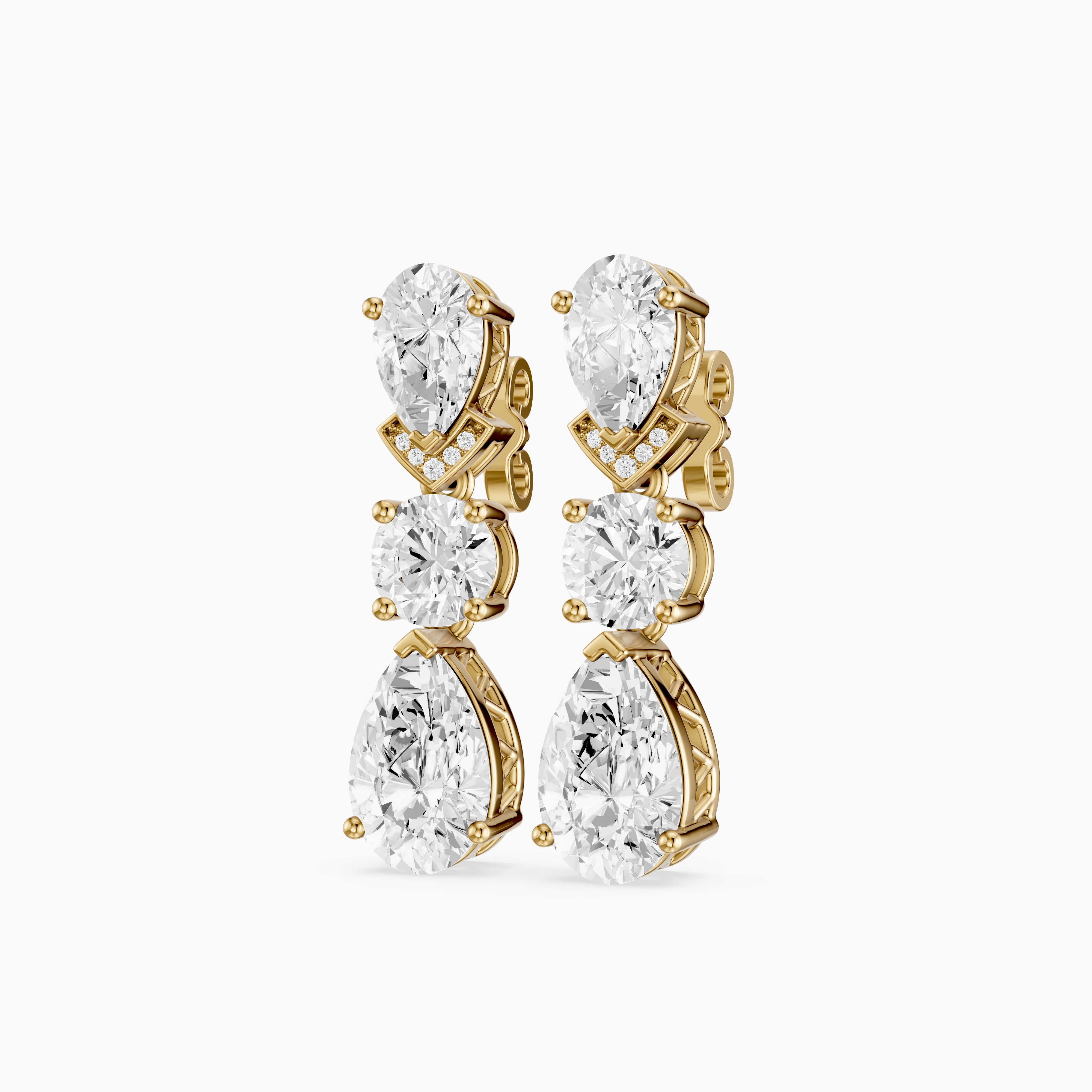 Jillian Pear and Round Lab Grown Diamond Drop Earrings