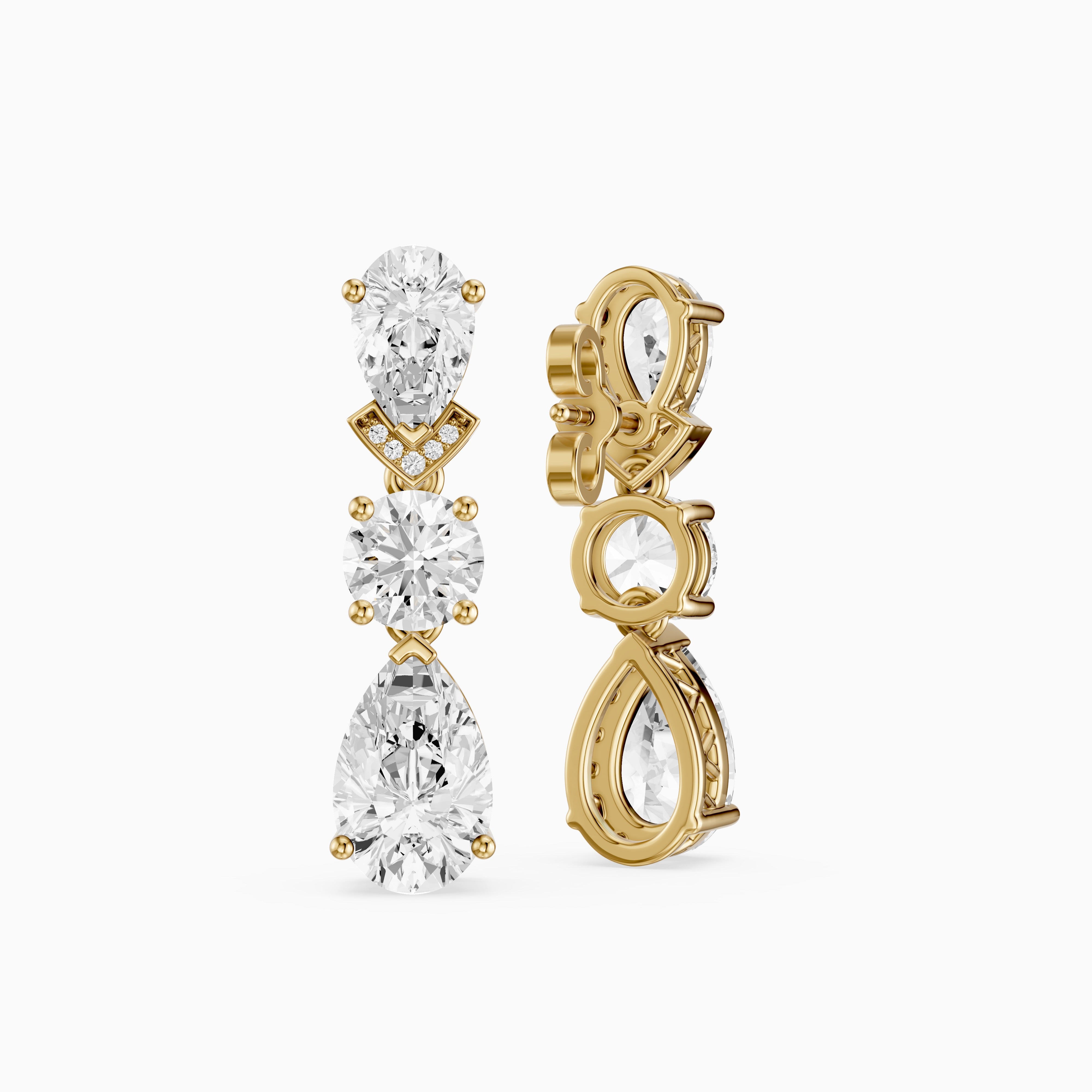 Jillian Pear and Round Lab Grown Diamond Drop Earrings