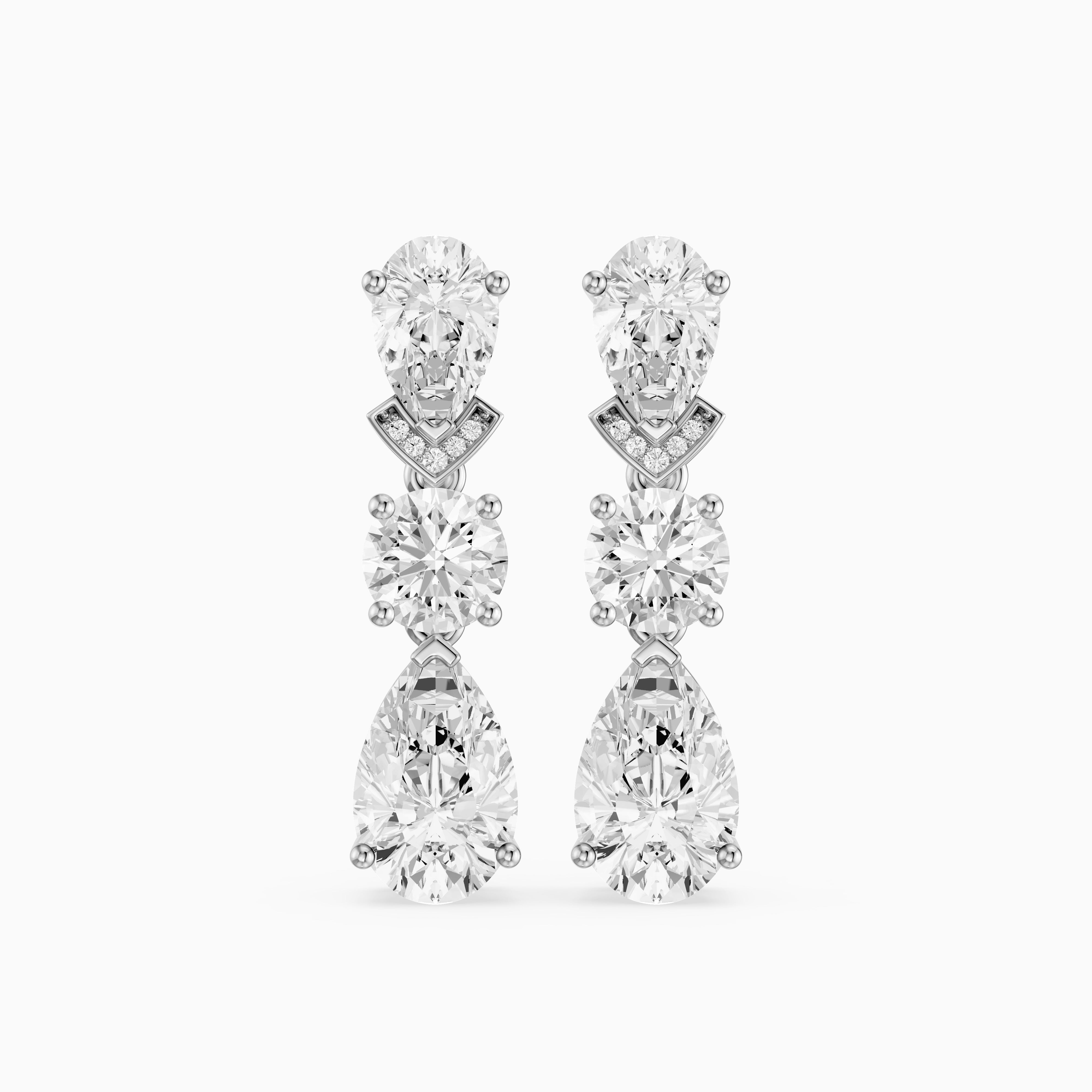Jillian Pear and Round Lab Grown Diamond Drop Earrings