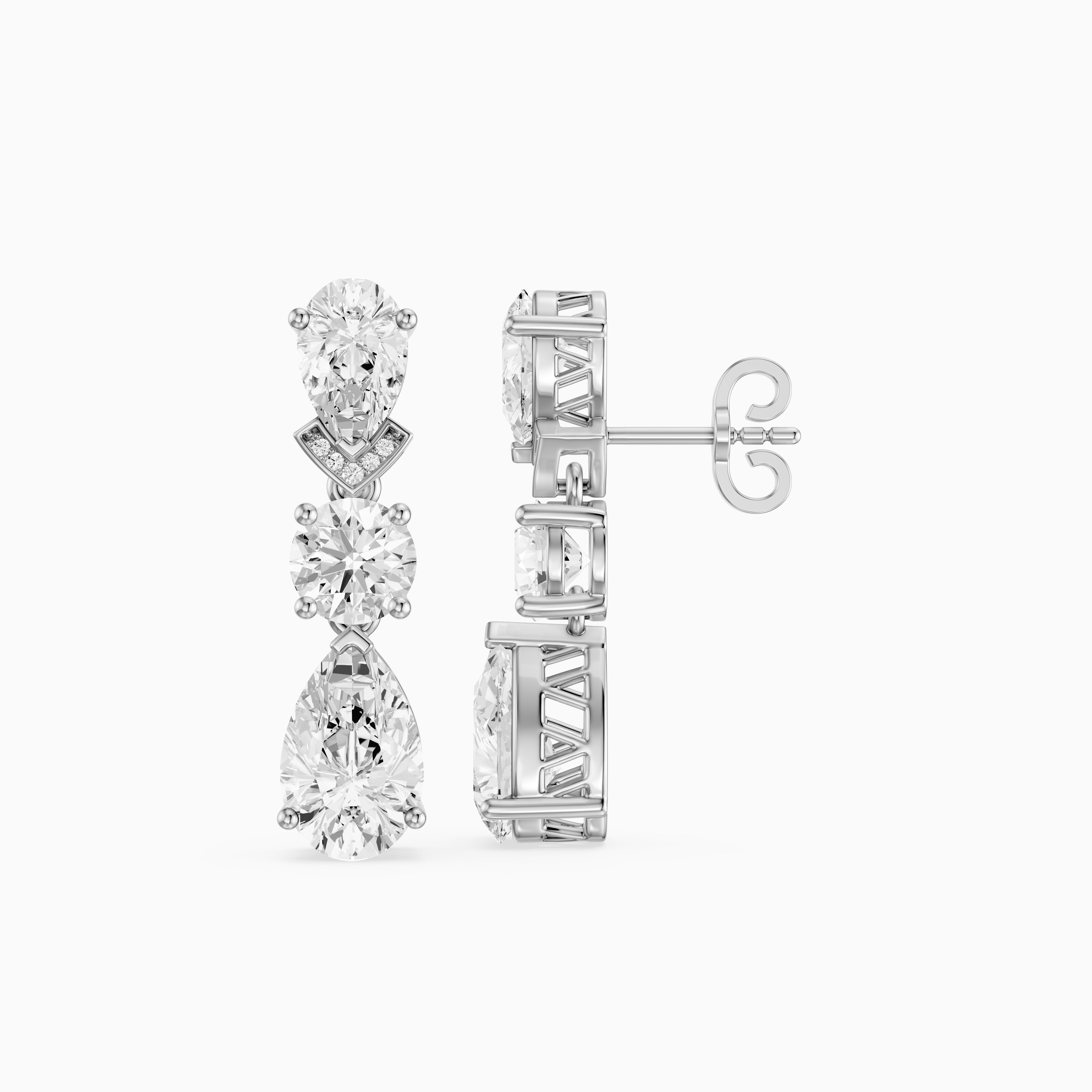 Jillian Pear and Round Lab Grown Diamond Drop Earrings
