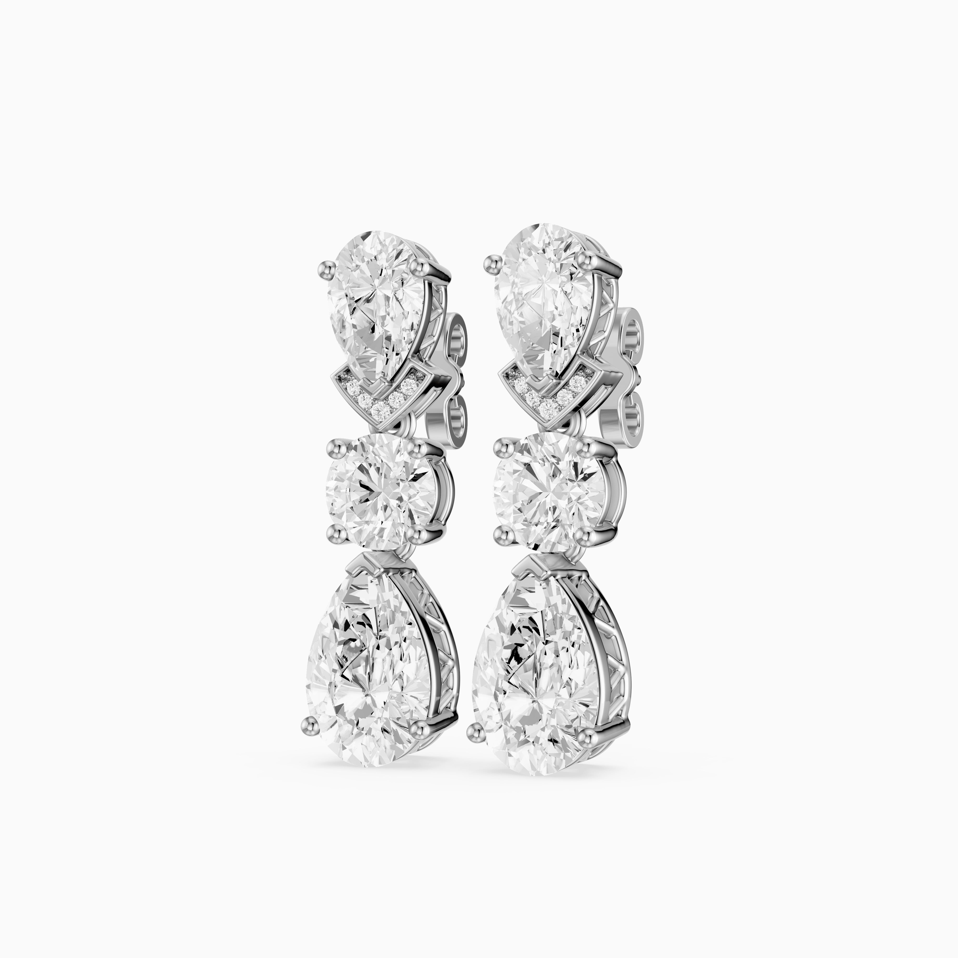 Jillian Pear and Round Lab Grown Diamond Drop Earrings