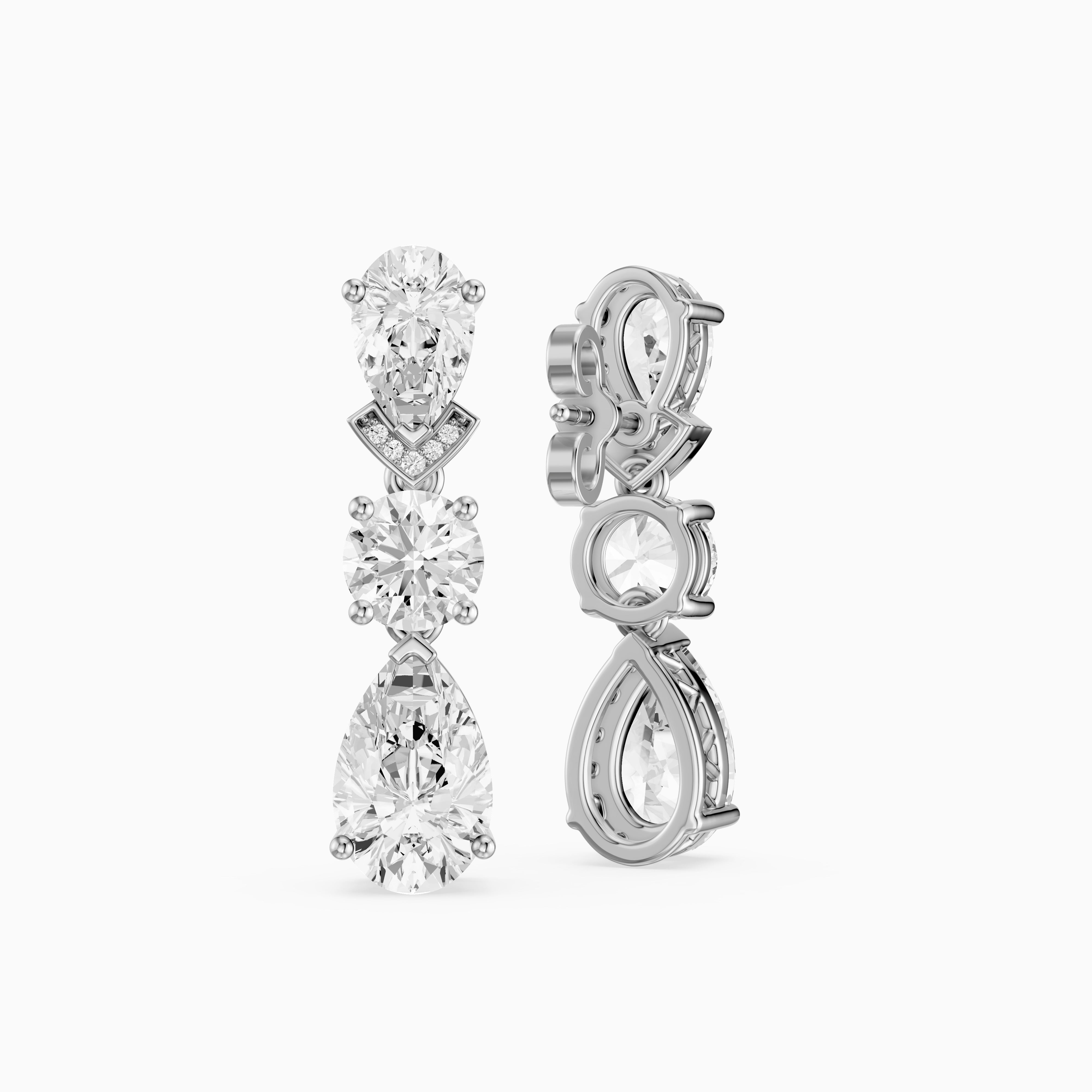 Jillian Pear and Round Lab Grown Diamond Drop Earrings