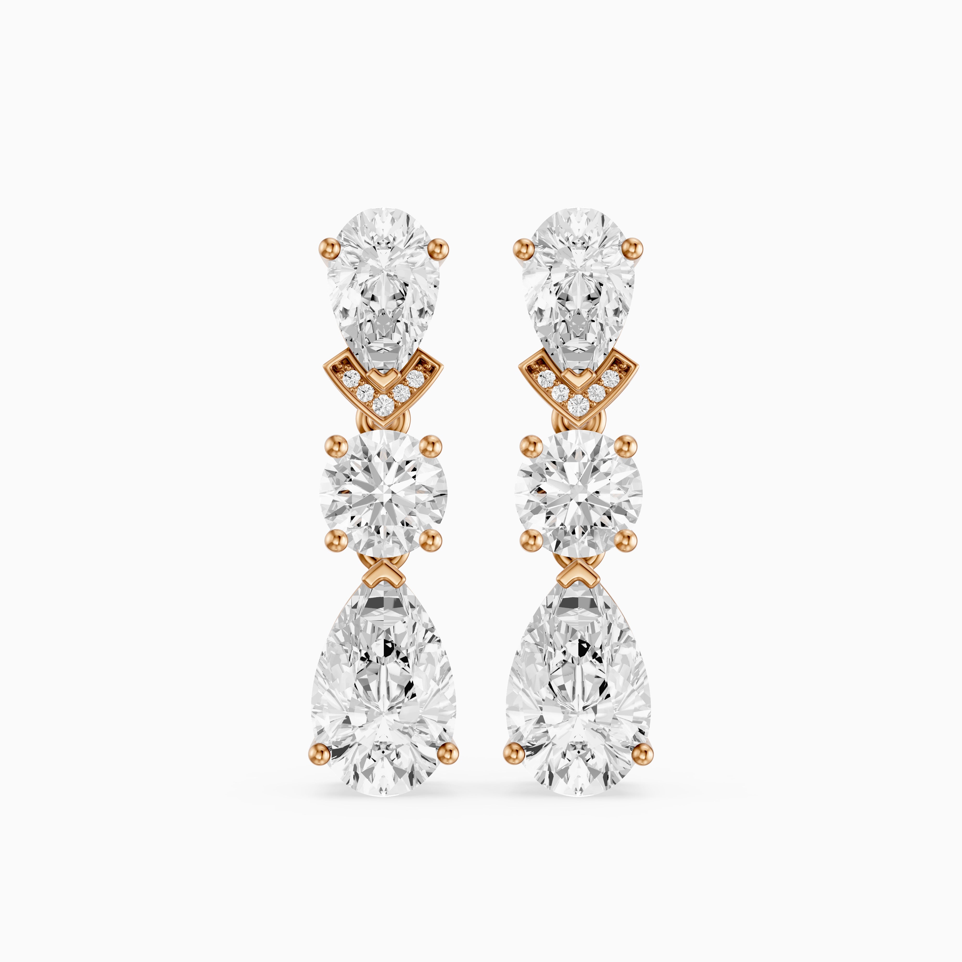 Jillian Pear and Round Lab Grown Diamond Drop Earrings